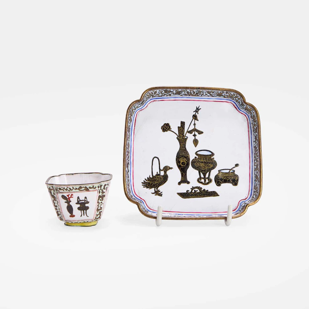 A Chinese Canton enamelled cup and dish 18th century