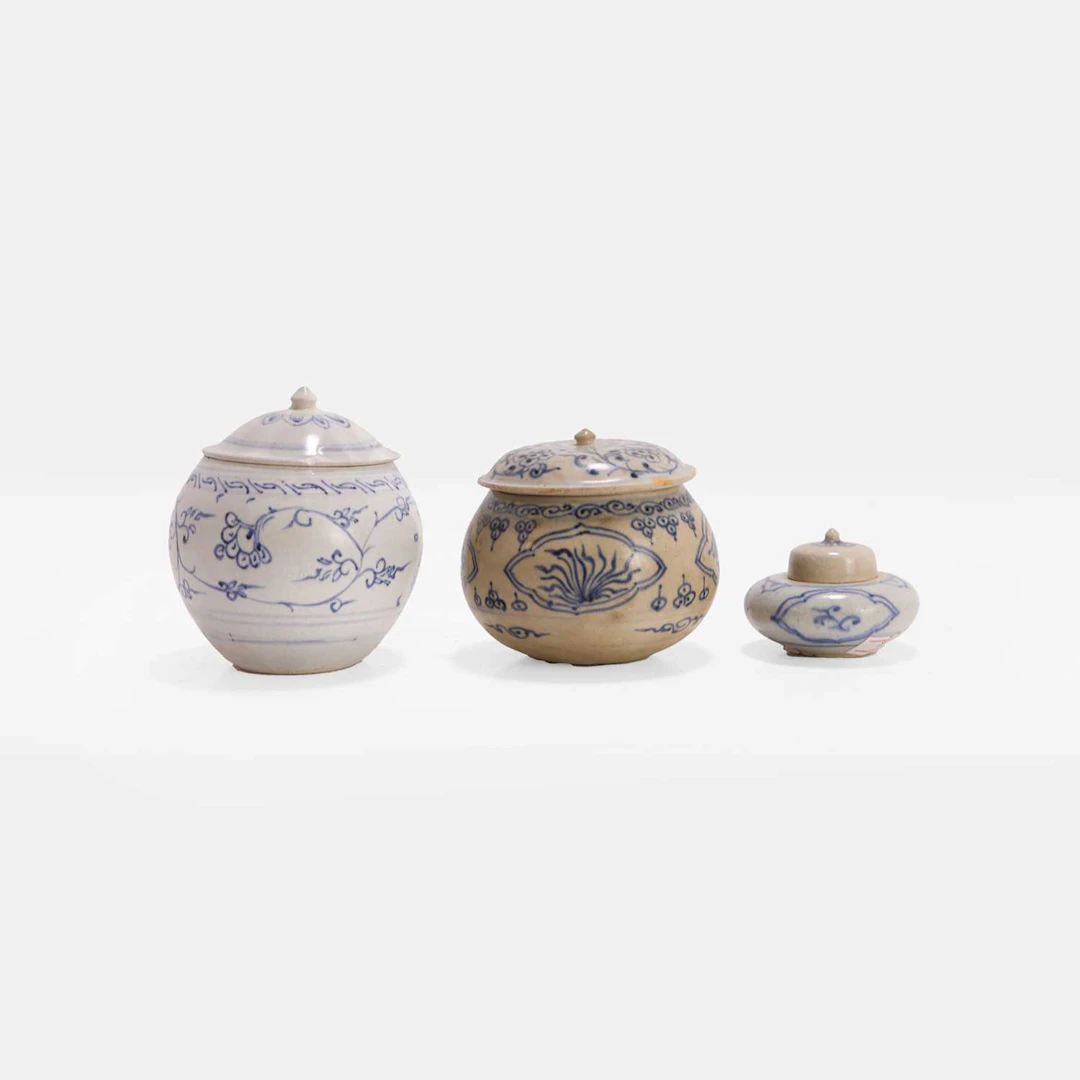 A collection of Chinese blue and white jars and covers Ming dynasty