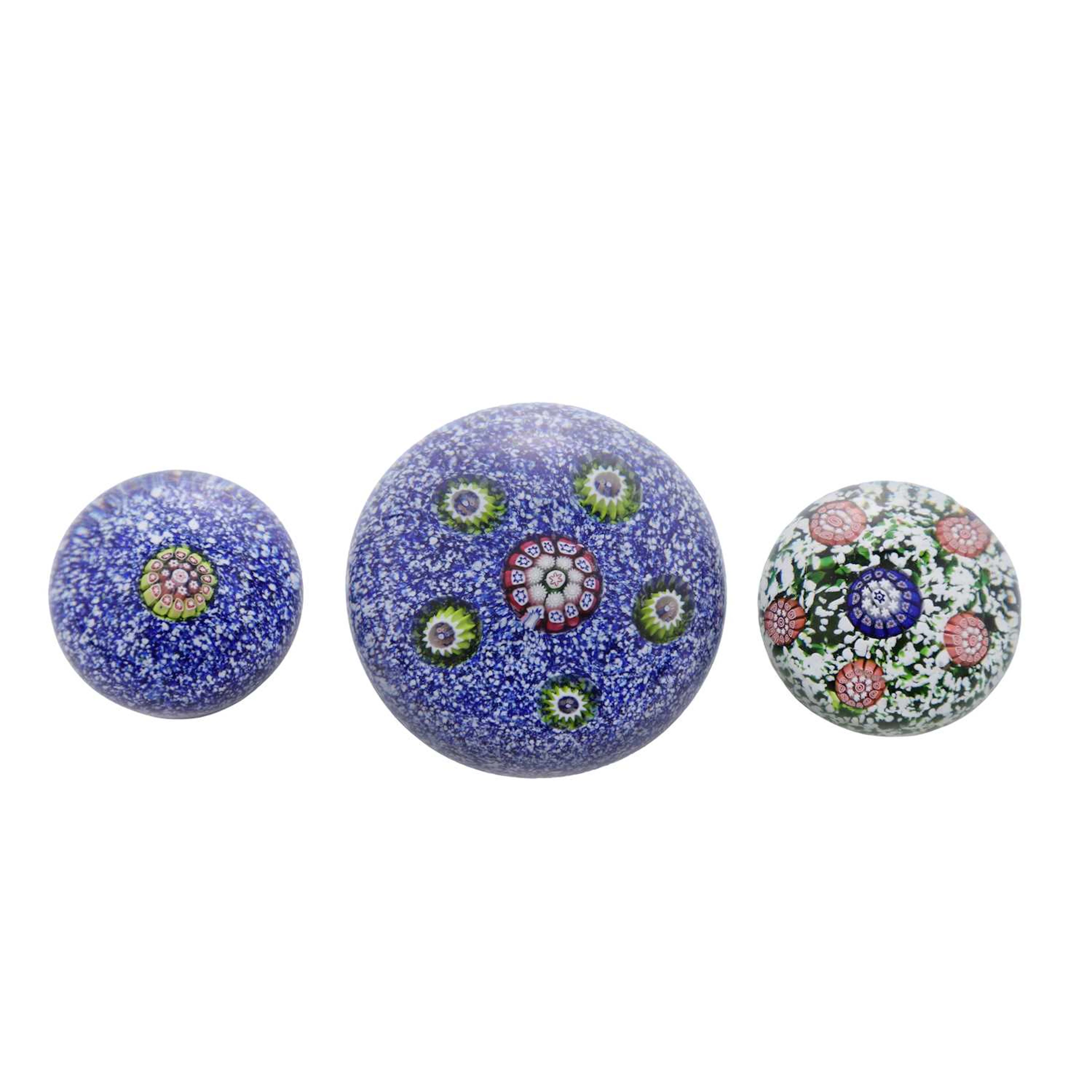 A group of three St Louis glass paperweights circa 1850, French