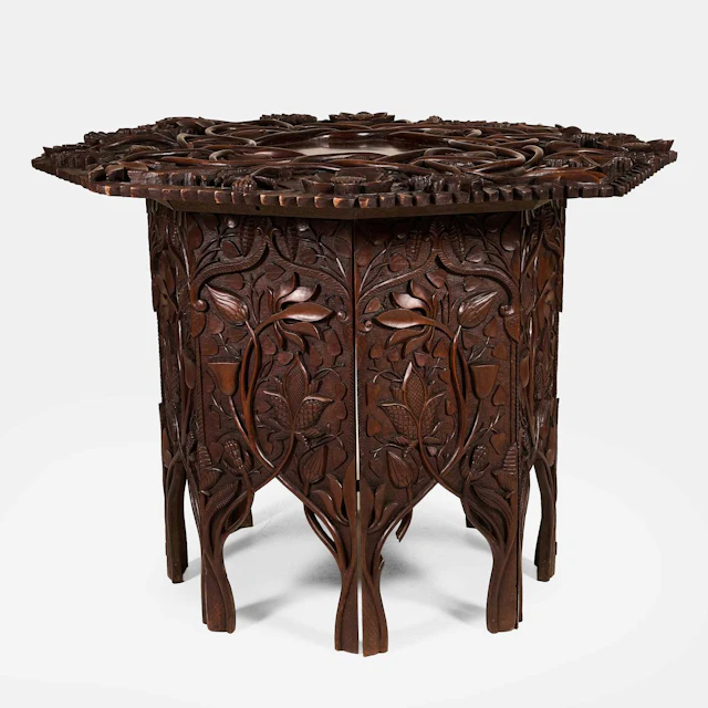 An Anglo-Indian carved hardwood octagonal occasional table late 19th/early