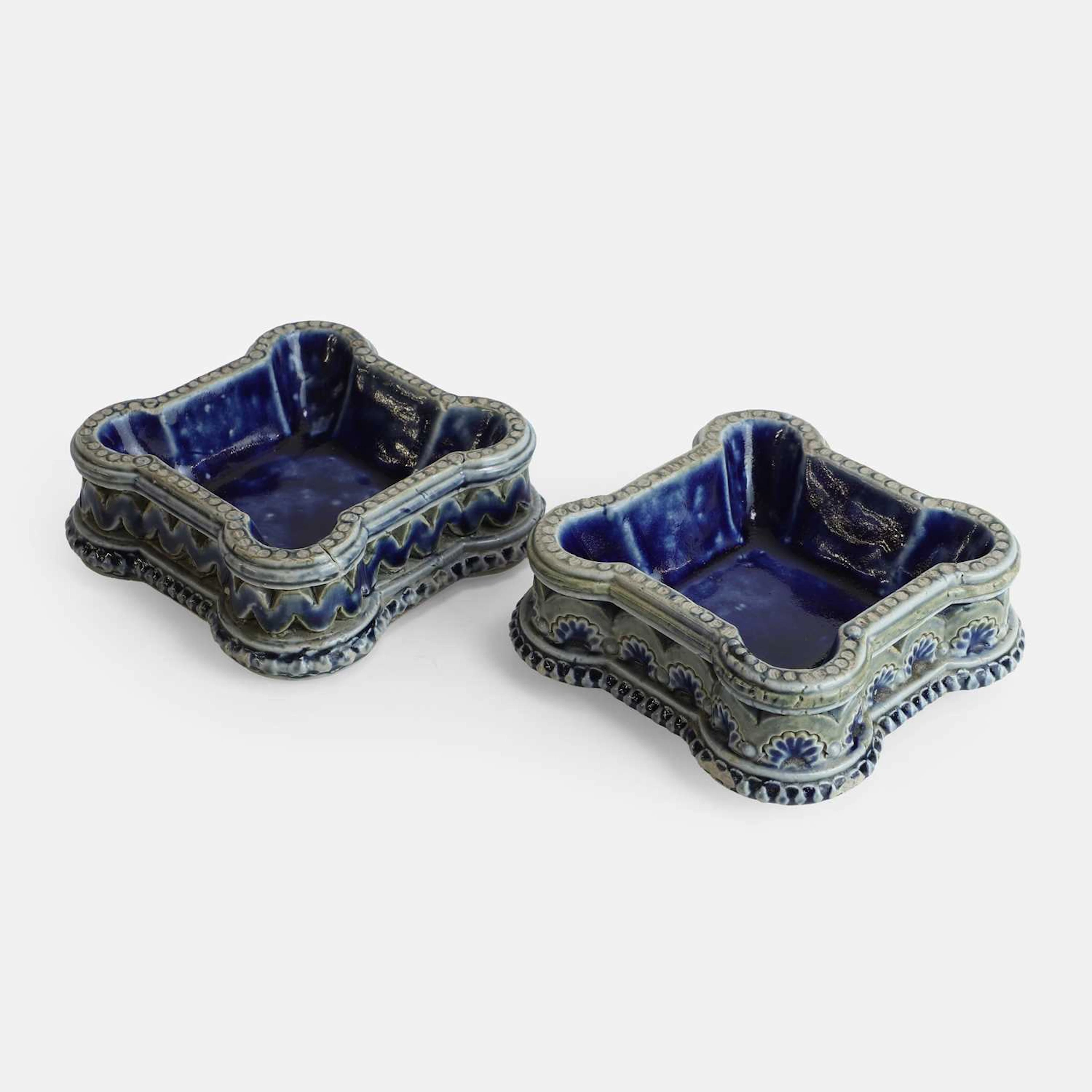 Martin Brothers a pair of 'Southall' ceramic open salt dishes