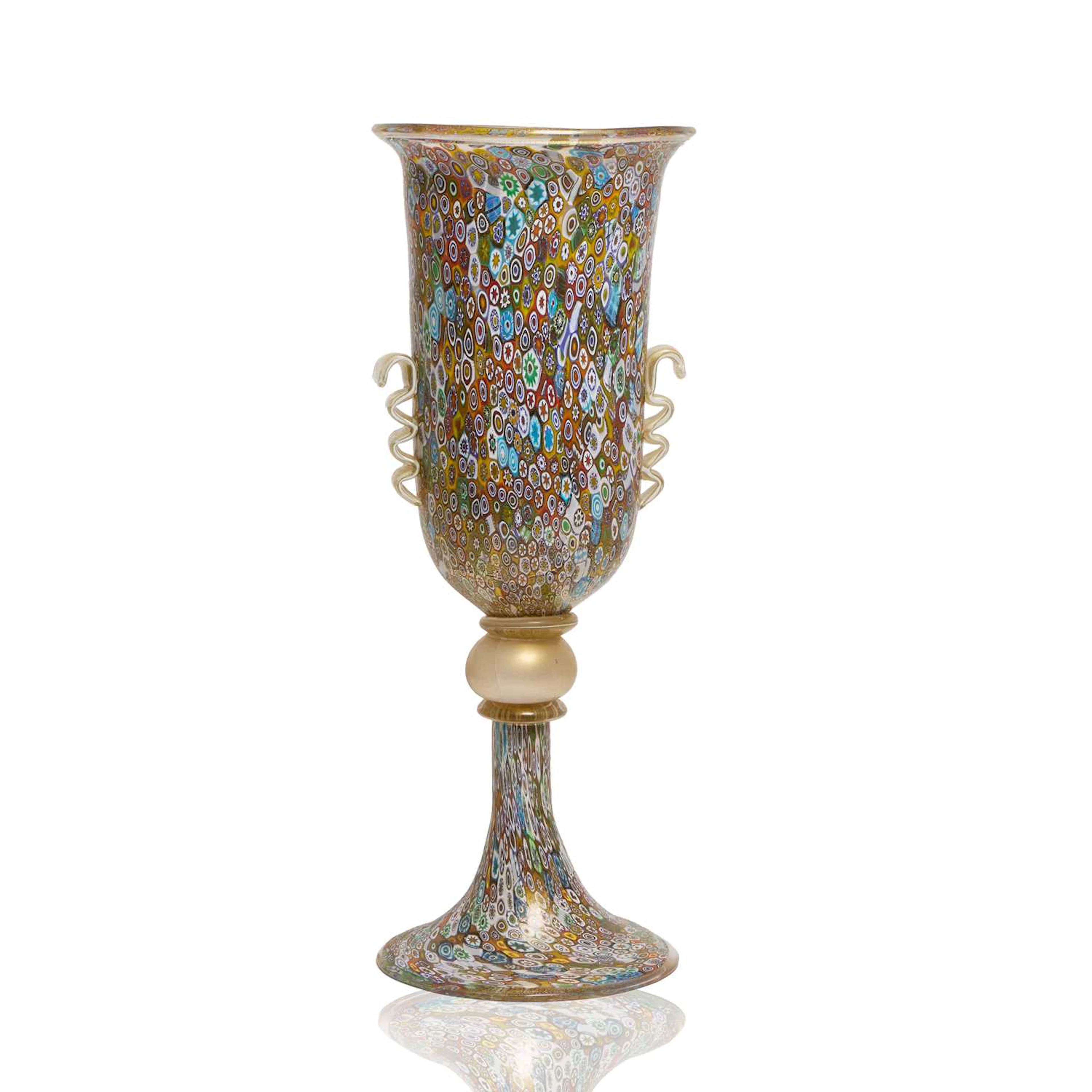 A large floor-standing millefiori glass vase of recent manufacture, Murano