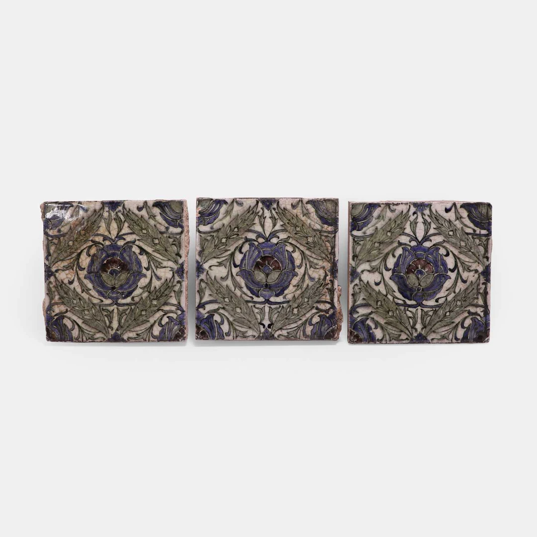 Candy & Co. Ltd a group of six Arts and Crafts 'The Devon Fire' tiles