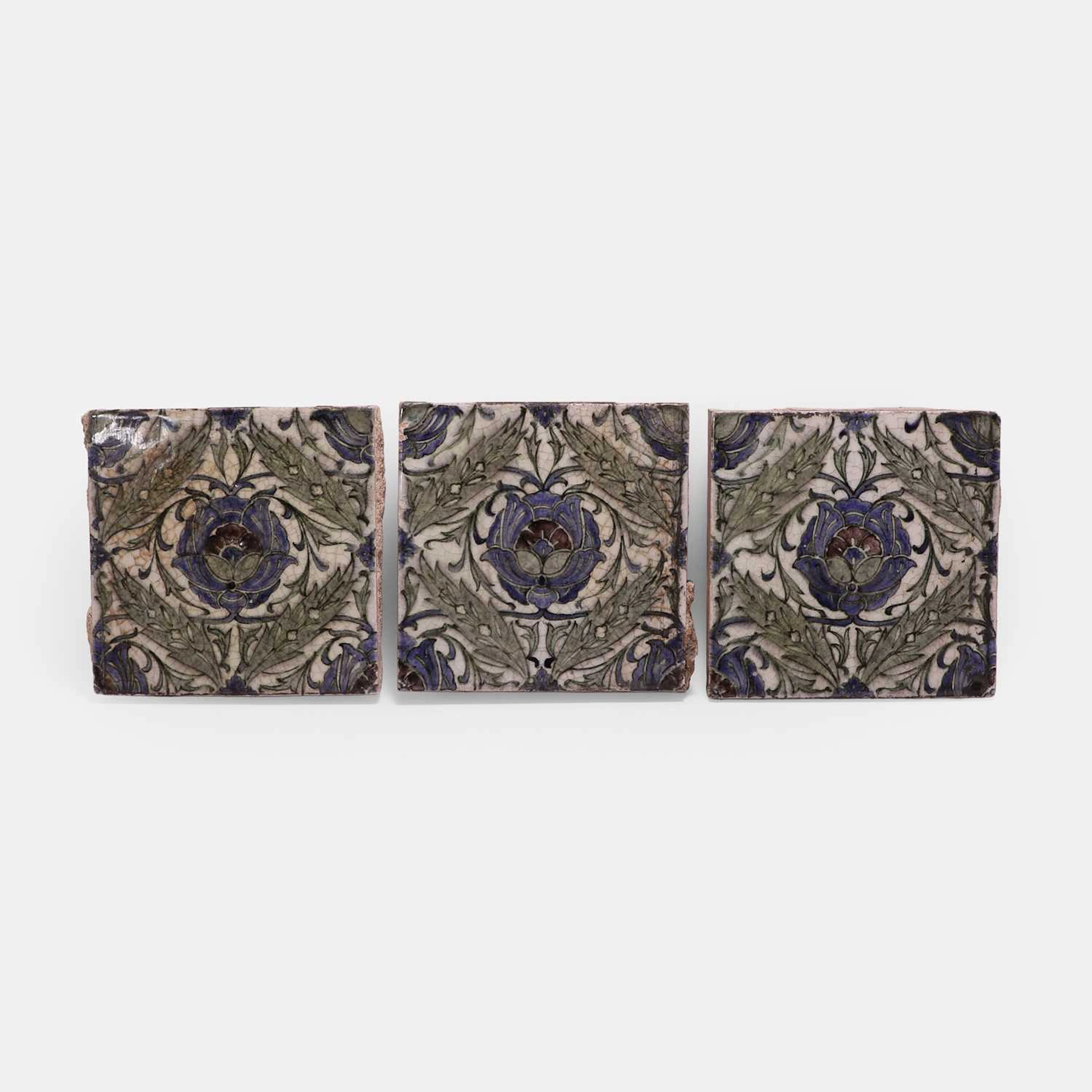 Candy & Co. Ltd a group of six Arts and Crafts 'The Devon Fire' tiles