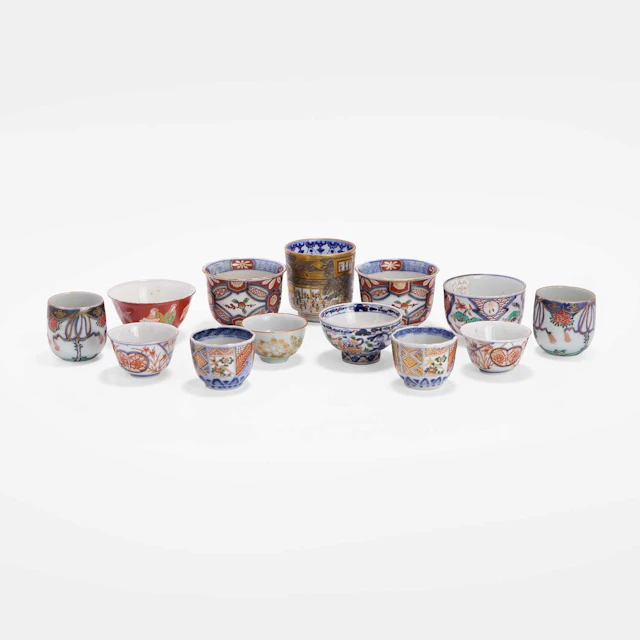A collection of thirteen Japanese porcelain cups 18th-20th century