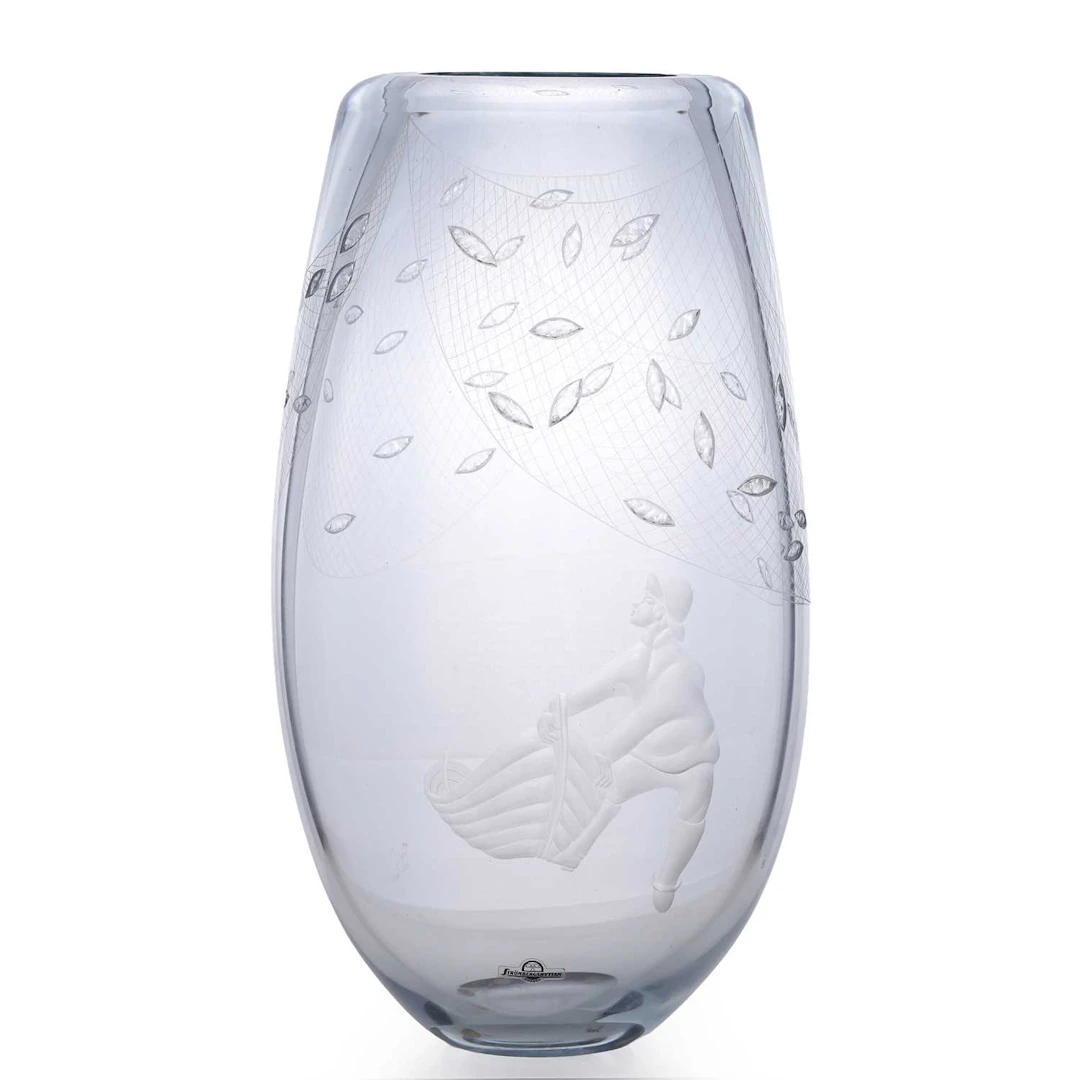 A large Strömbergshyttan glass vase circa 1970, Swedish