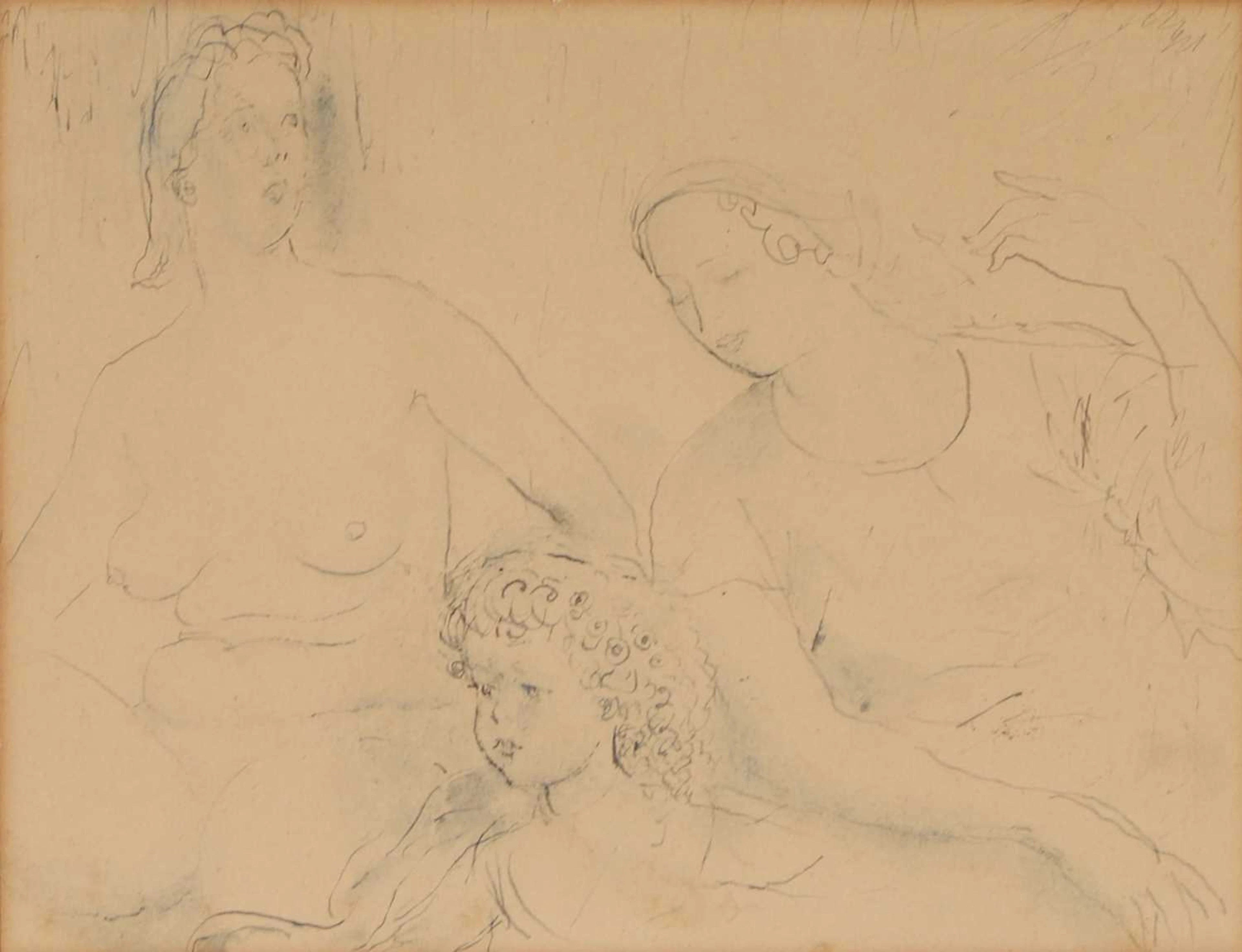 ▲ Augustus John OM RA (British, 1878-1961) 'Brigit, Tristan and Dorelia'