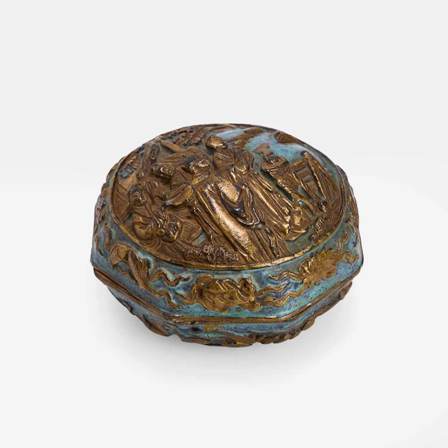 A Chinese robin's-egg-glazed box and cover late Qing dynasty