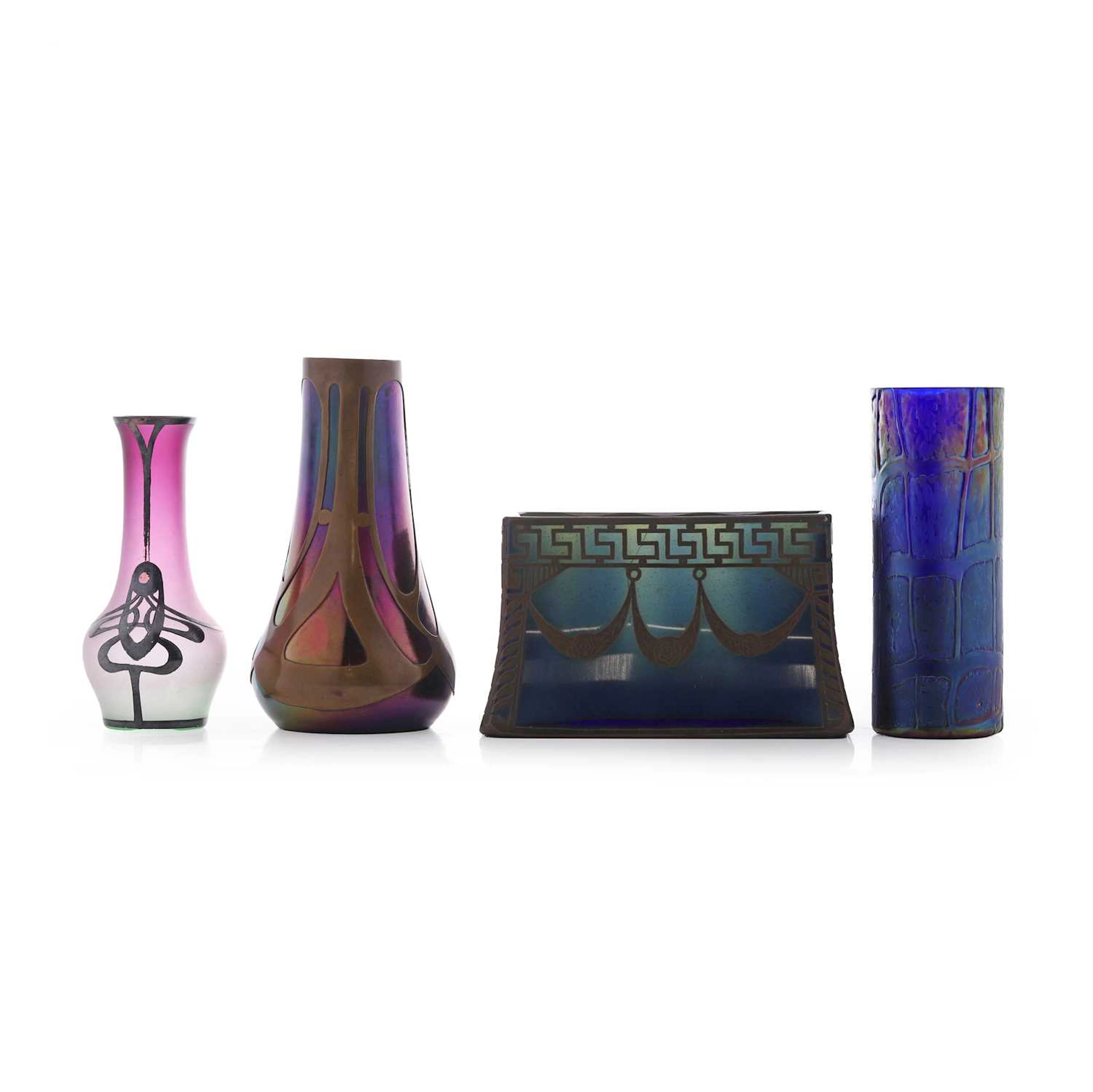A group of Bohemian glass vases early 20th century and later