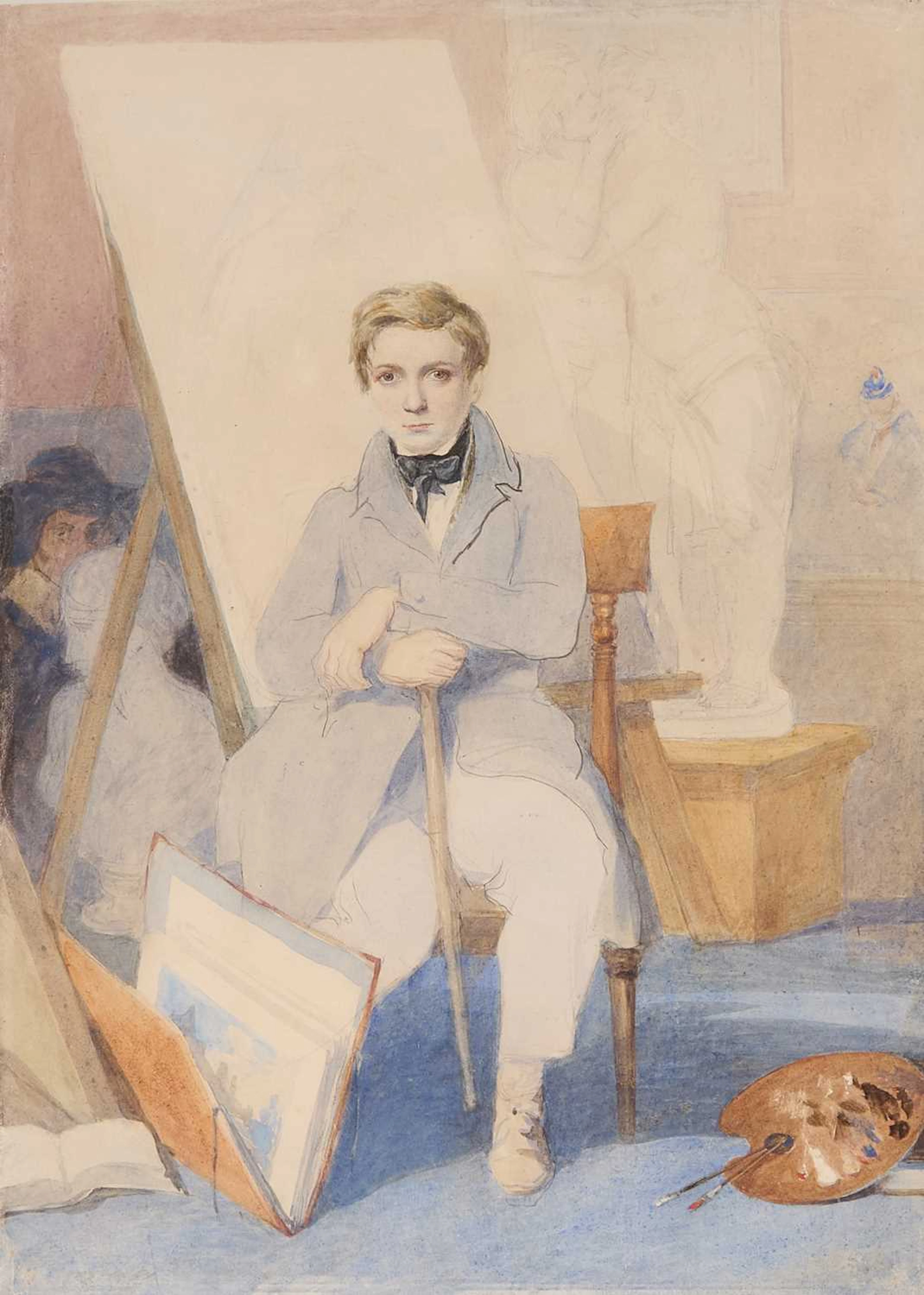 English School, circa 1830 A young artist resting in a studio
