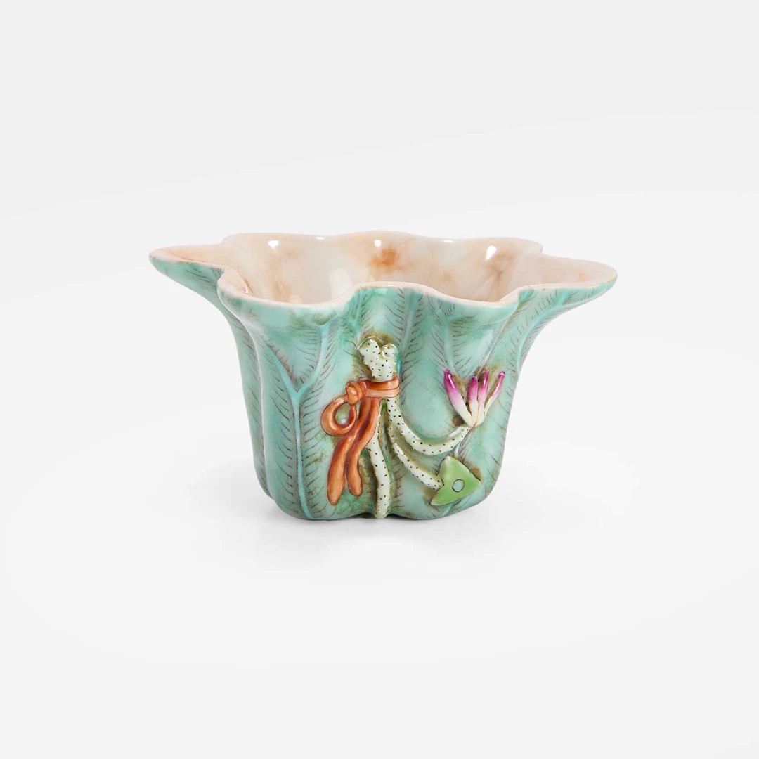 A Chinese famille rose cup late Qing dynasty