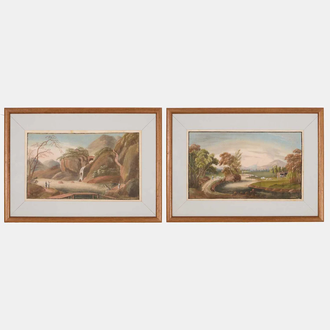 A pair of Chinese export pith-paper paintings 19th century
