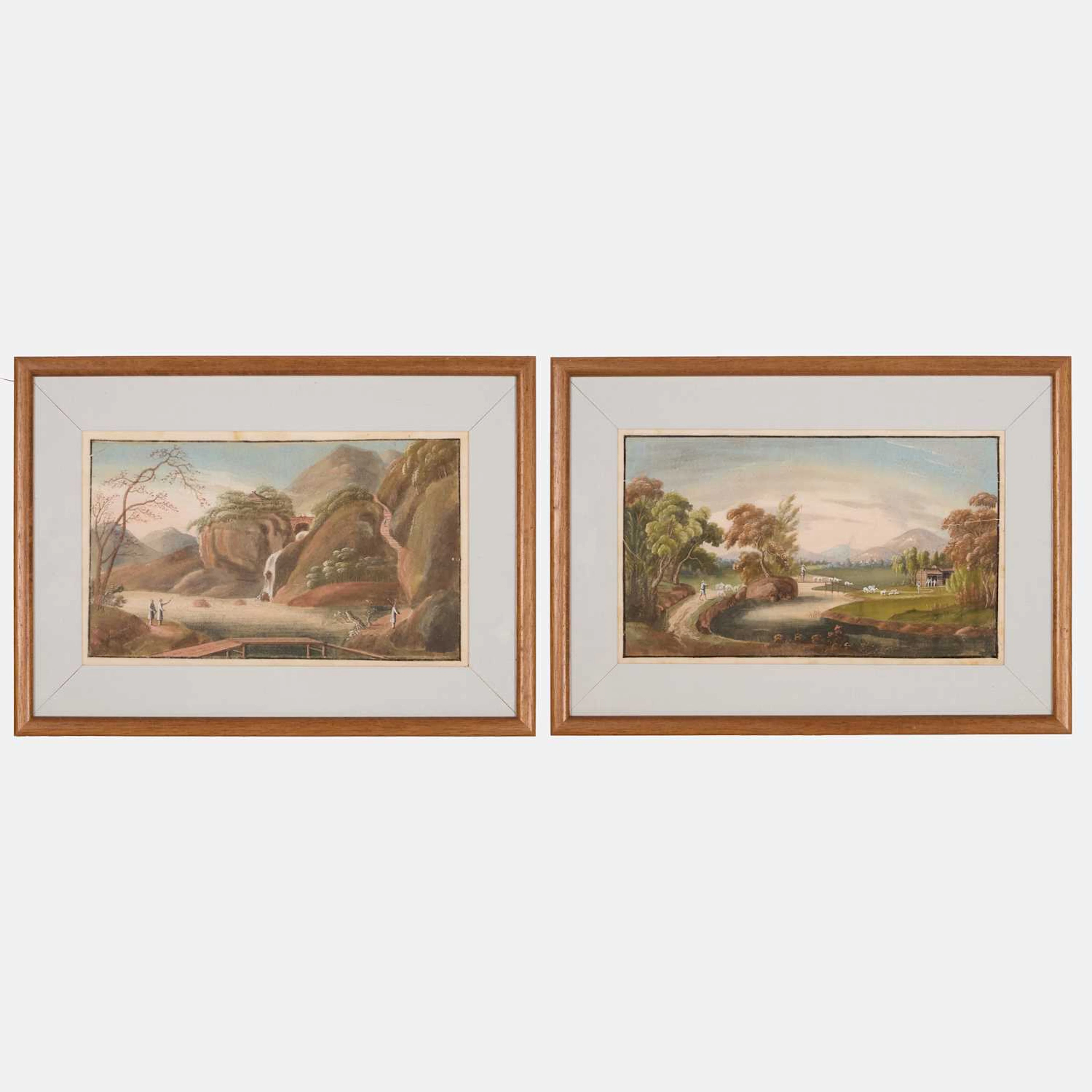 A pair of Chinese export pith-paper paintings 19th century