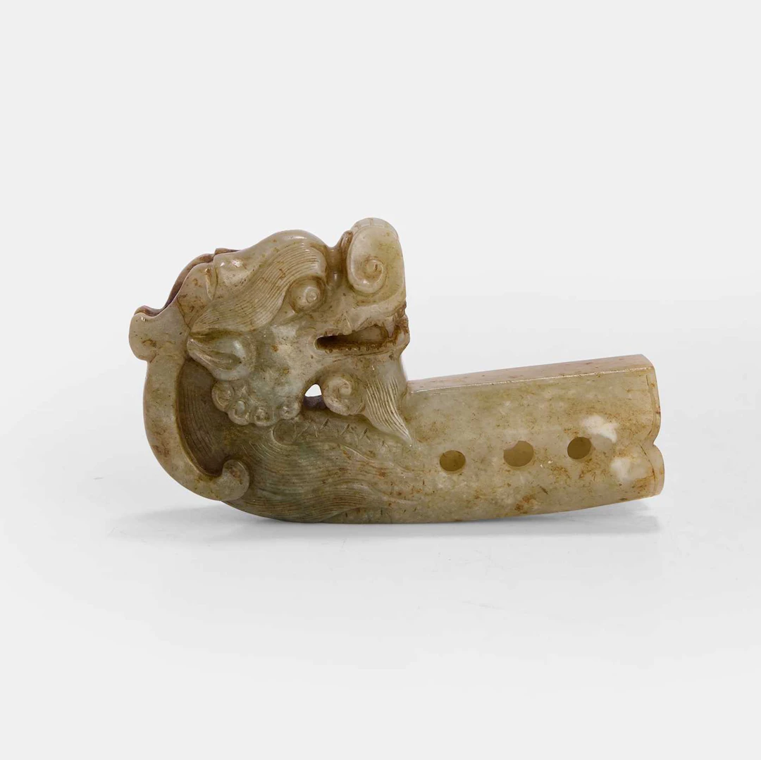 A Chinese jade staff finial Yuan - Ming dynasties