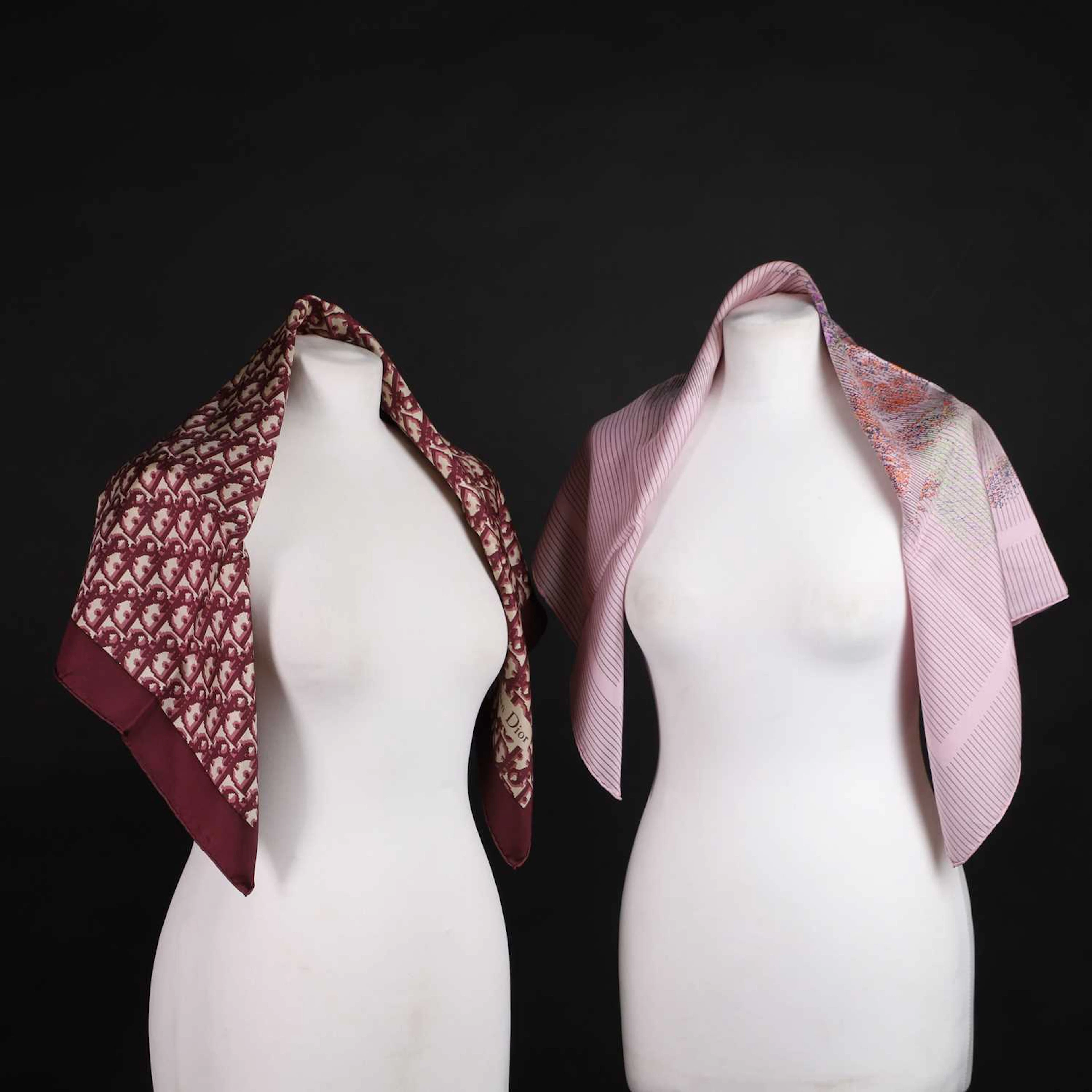 Two Christian Dior silk scarves