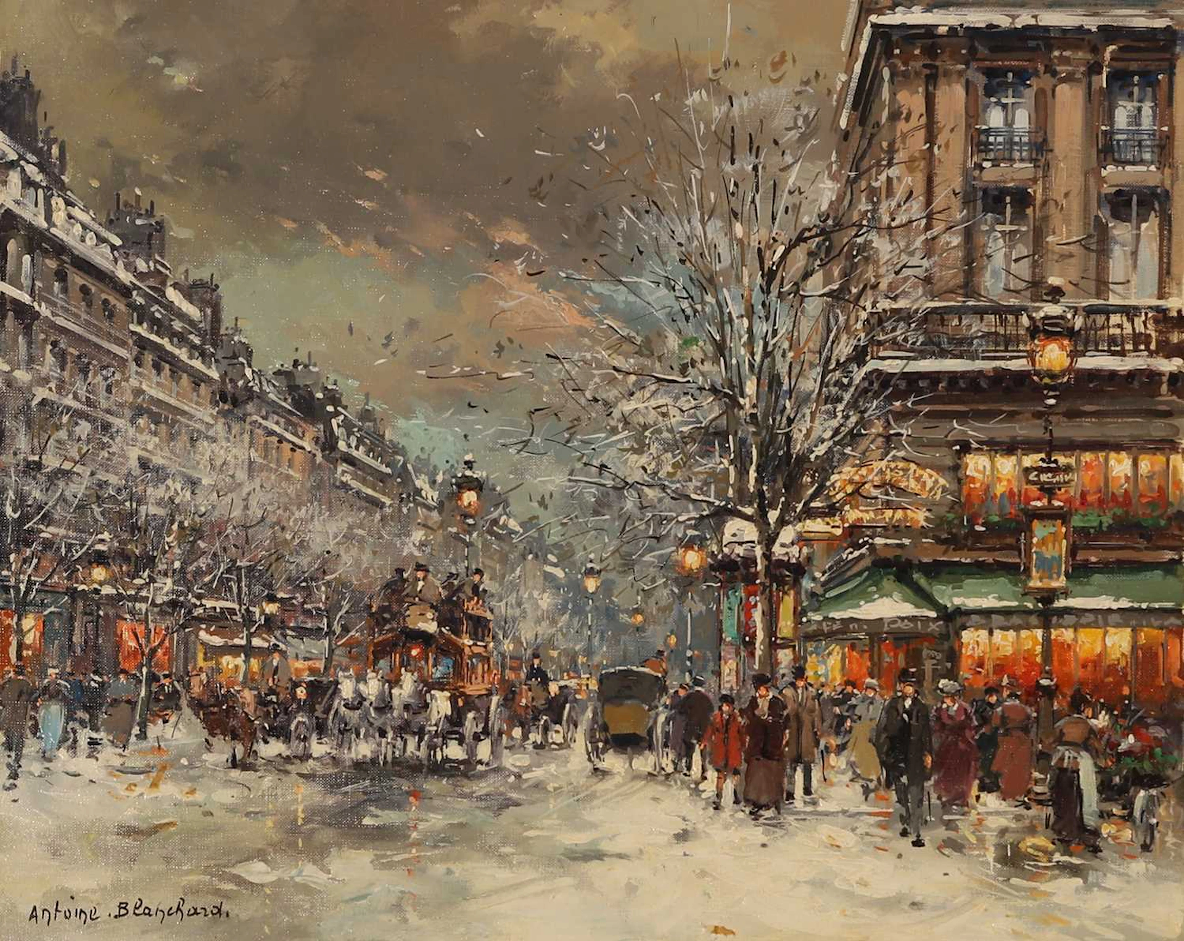 ▲ Antoine Blanchard (French, 1910-1988) A snowy winter scene in a