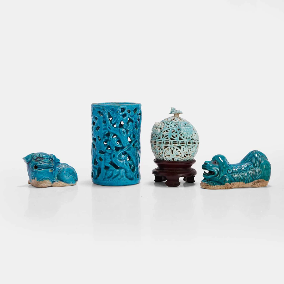 A collection of Chinese turquoise-glazed porcelain Qing dynasty (1644-1911)