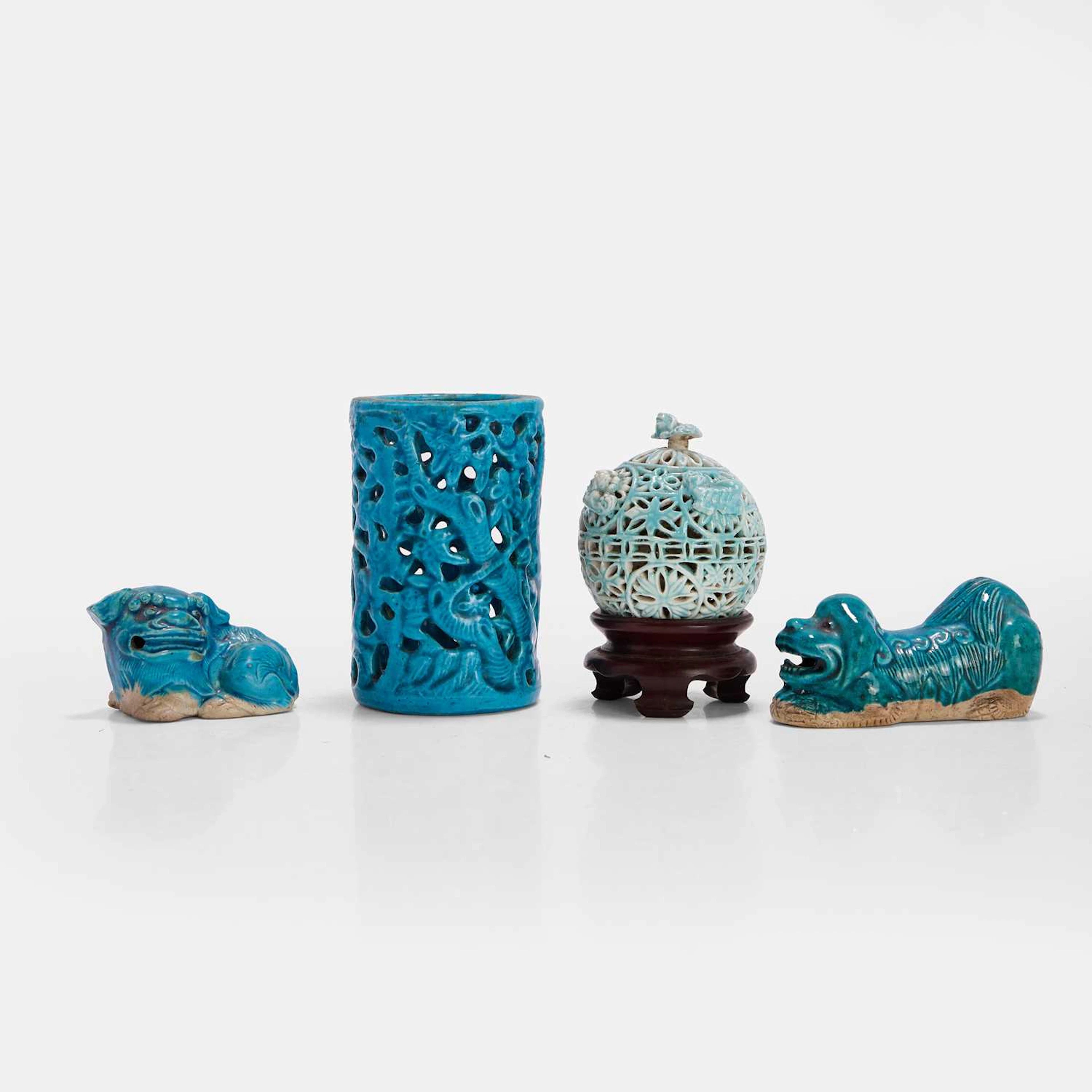 A collection of Chinese turquoise-glazed porcelain Qing dynasty (1644-1911)