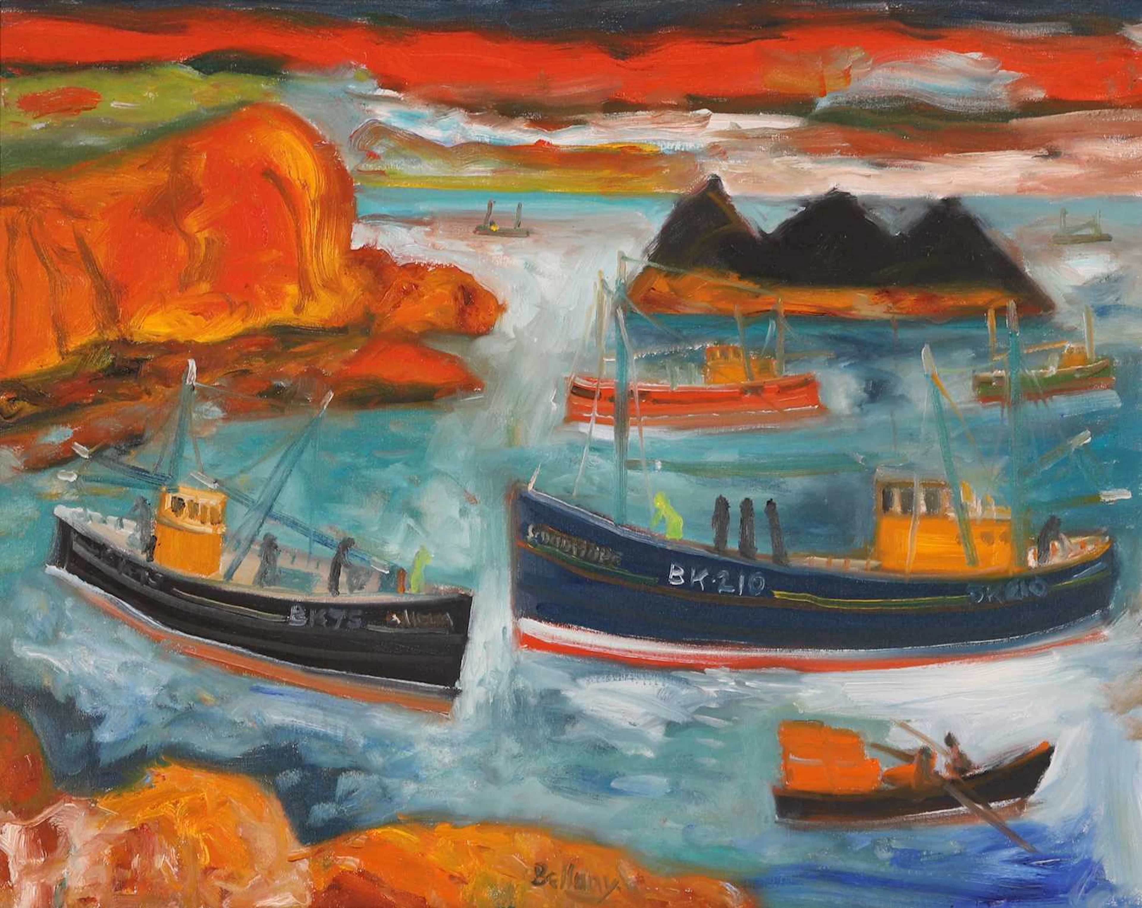 ▲ John Bellany RA (British, 1942-2013) 'Waiting for the Tide, Eyemouth'