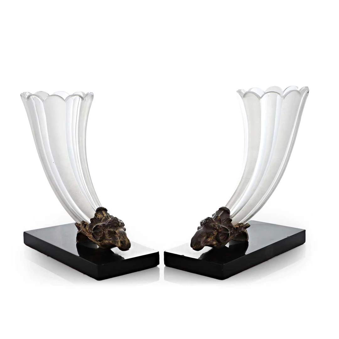 A pair of cut-glass and gilt-bronze cornucopia 19th century