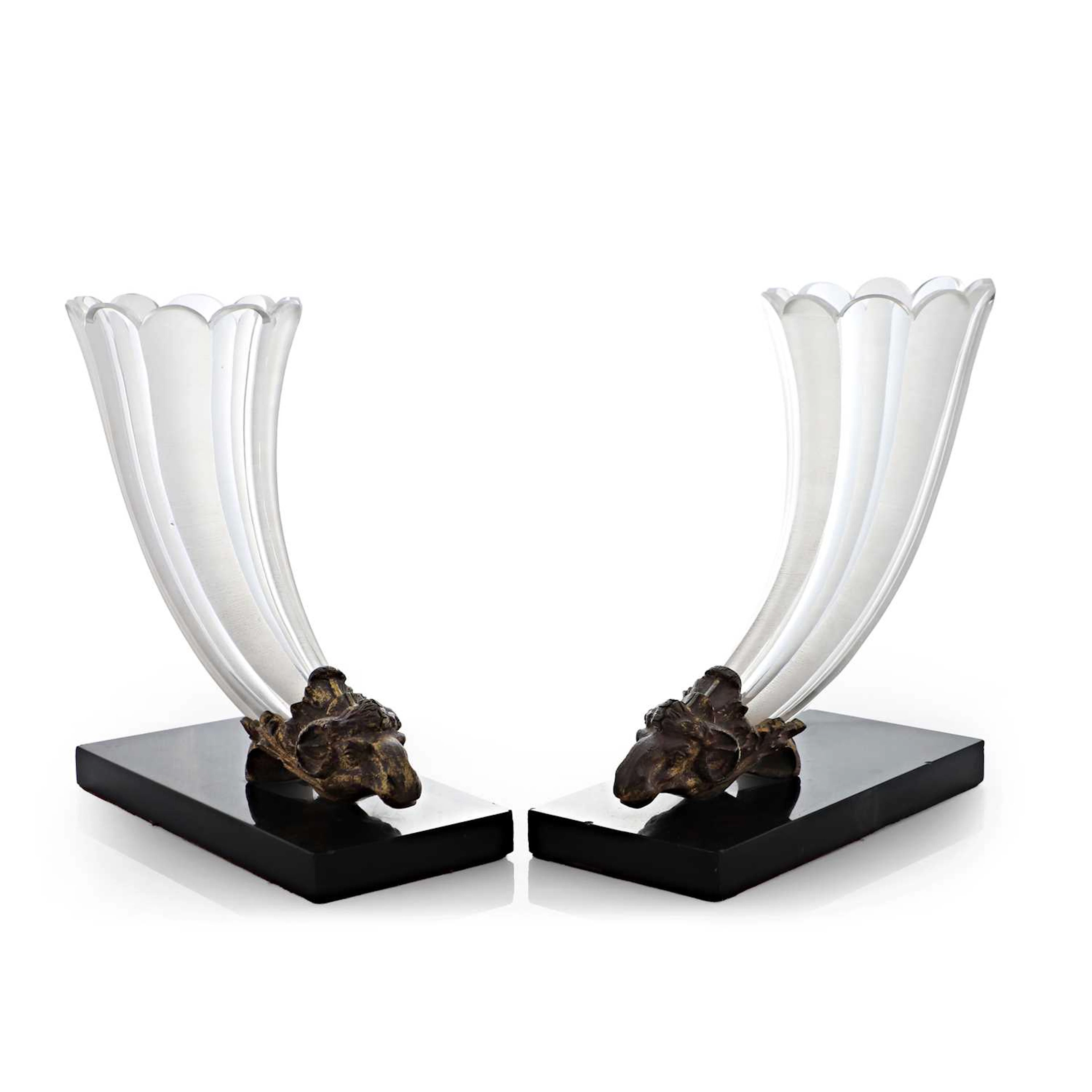 A pair of cut-glass and gilt-bronze cornucopia 19th century
