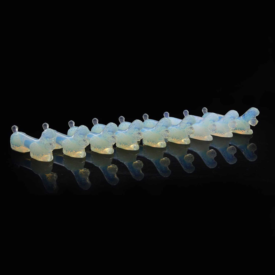 A group of nine Sabino glass knife rests circa 1930, French