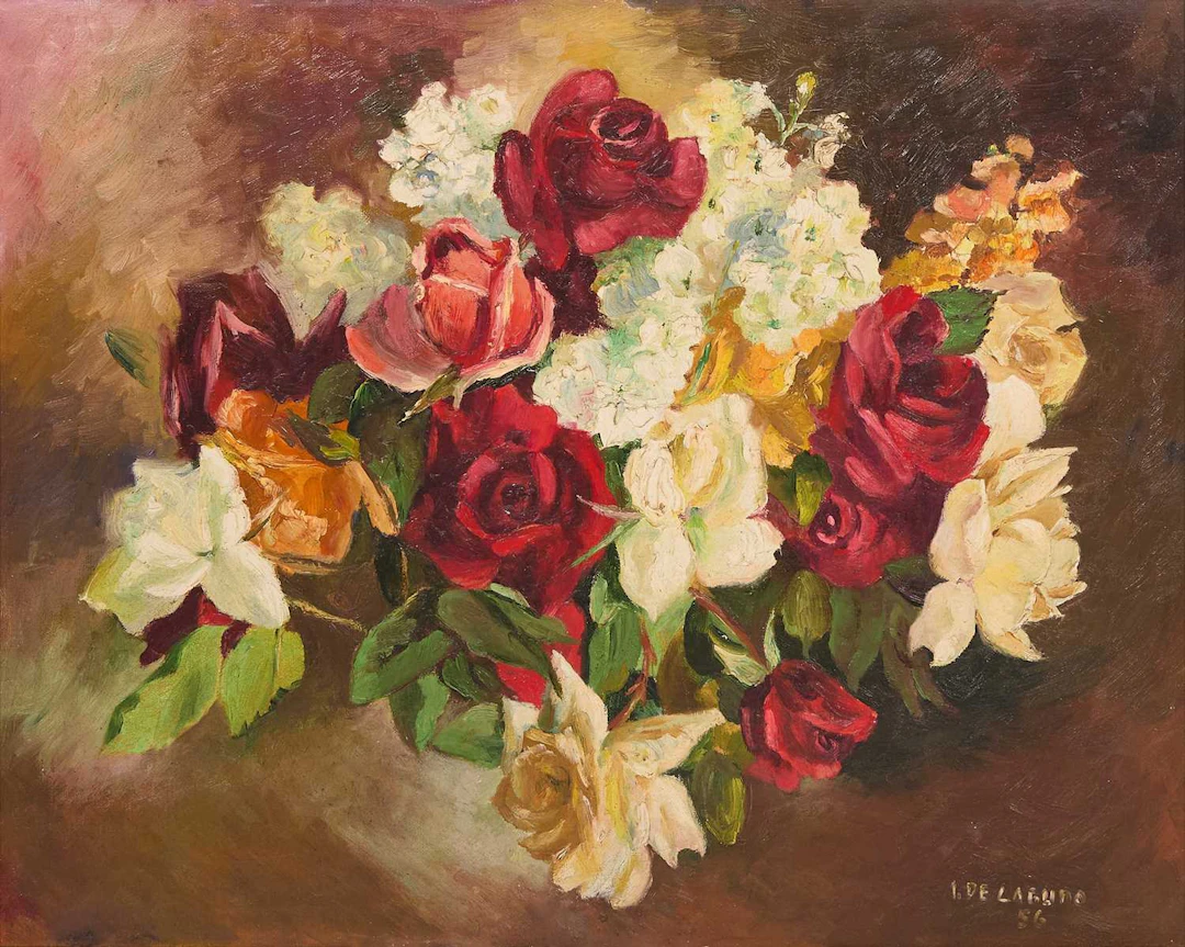 ▲ Isabel de Laguno Zuzuarregui (Spanish, 1917-2014) Still life of roses