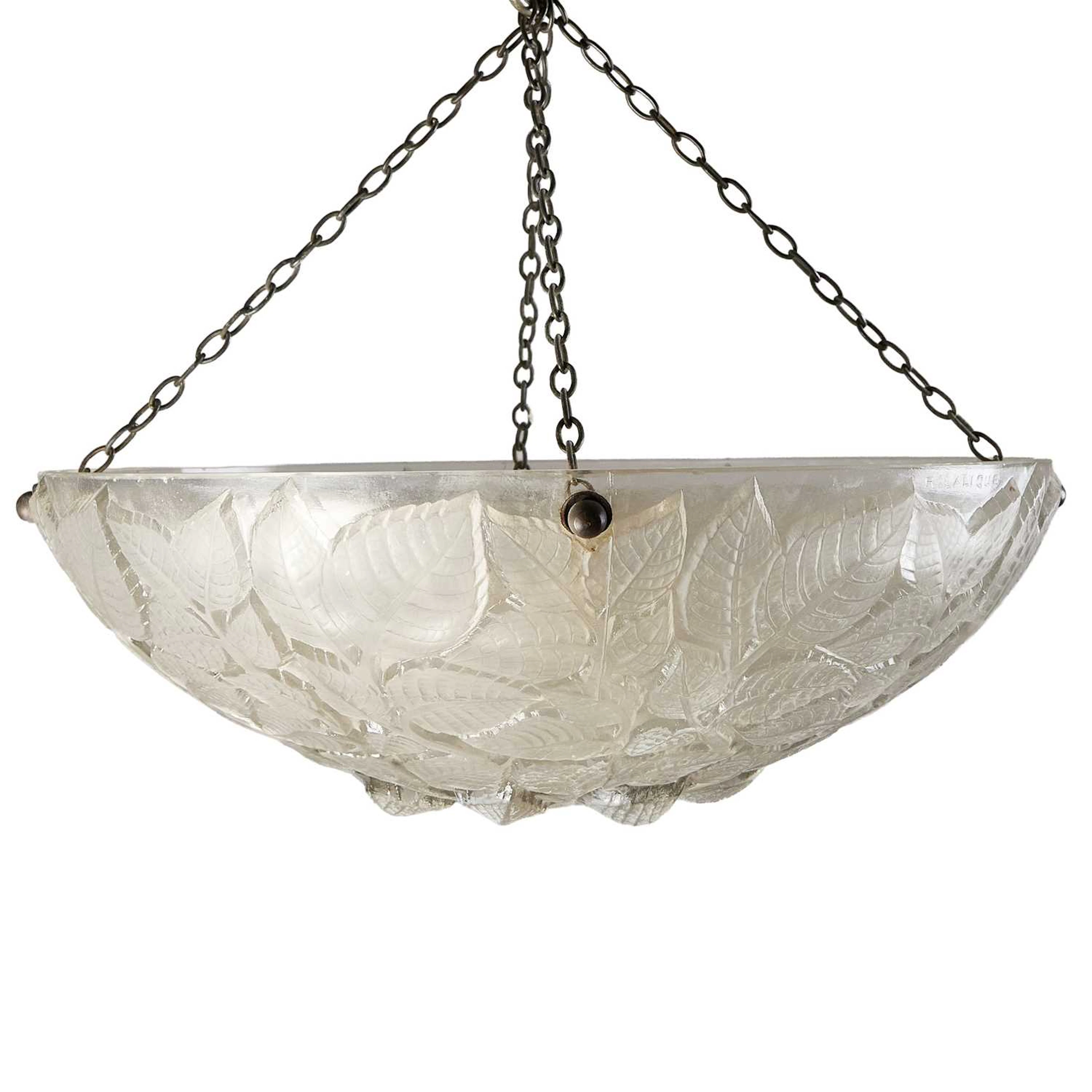 René Lalique (French, 1860-1945) a 'Charmes' plafonnier, No. 2458