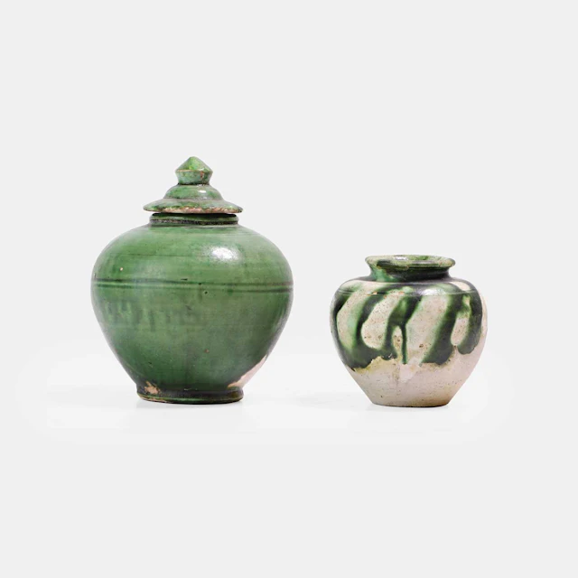 Two Chinese sancai-glazed jars Tang dynasty (618-907)