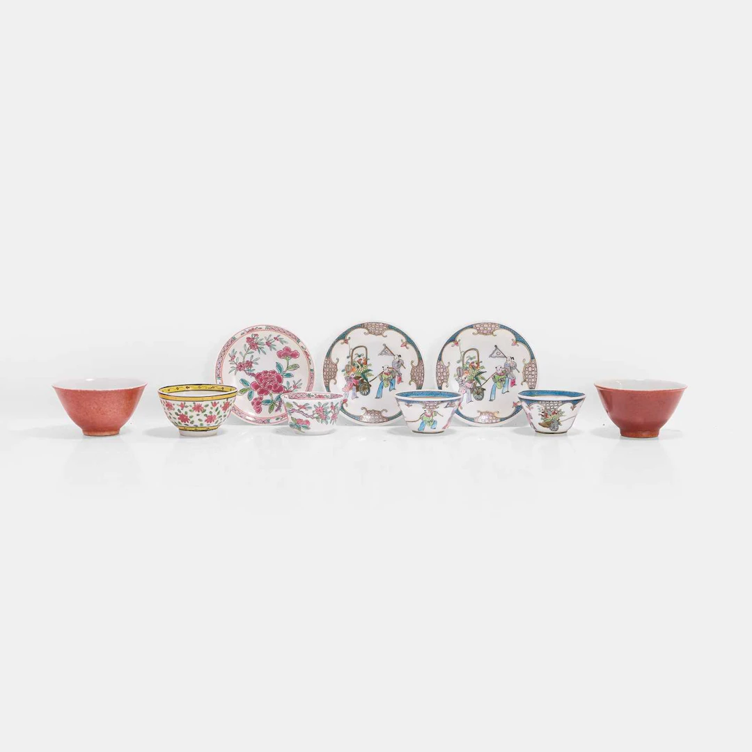 A collection of Chinese porcelain teacups and saucers 18th-20th century