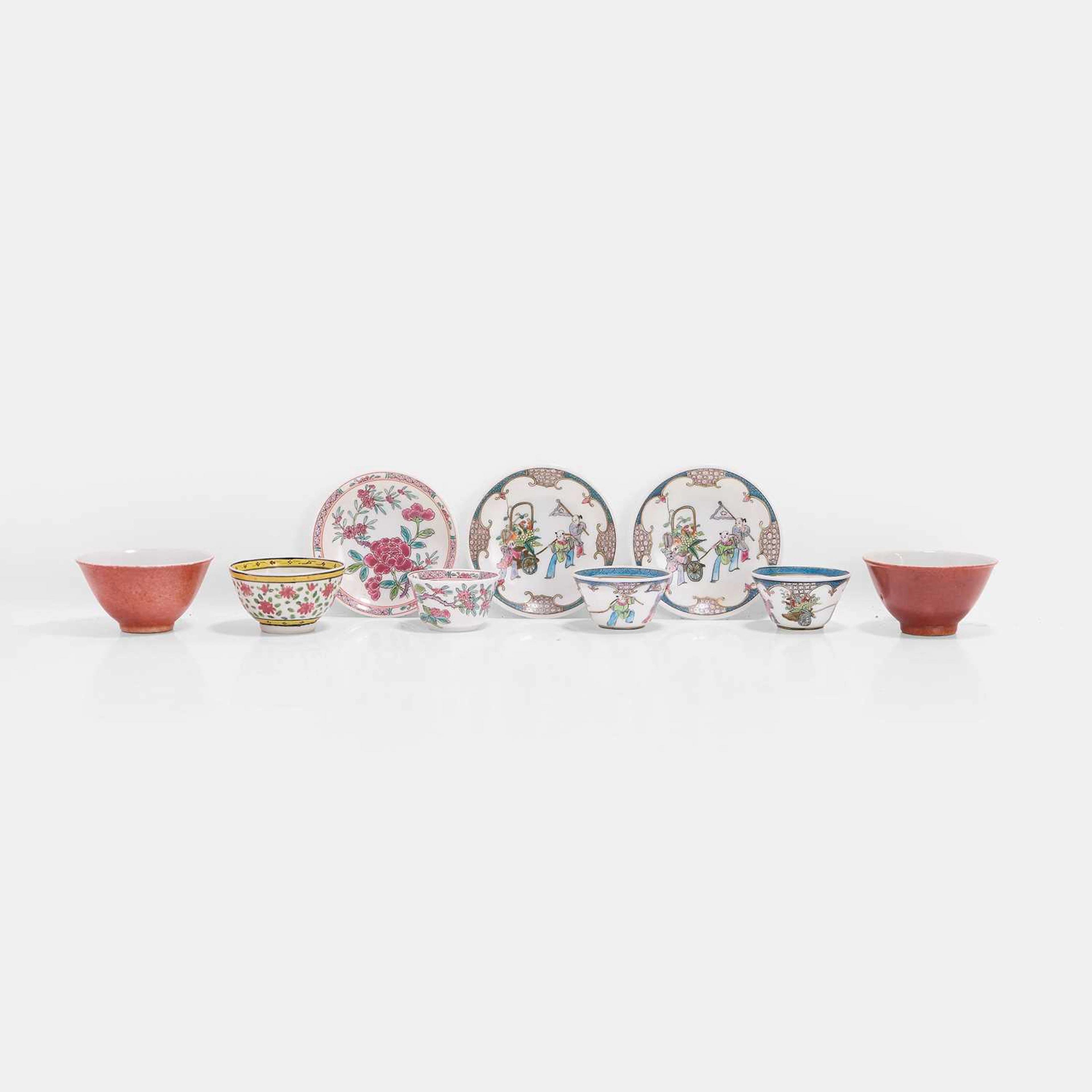 A collection of Chinese porcelain teacups and saucers 18th-20th century
