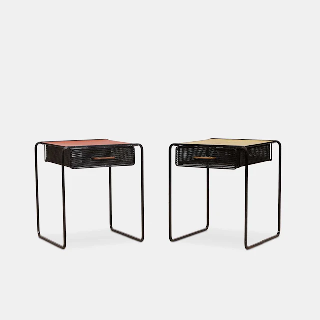 Mathieu Matégot (Hungarian-French, 1910-2001) a pair of side tables
