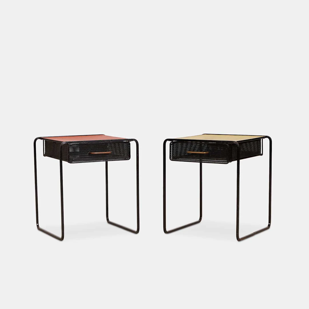 Mathieu Matégot (Hungarian-French, 1910-2001) a pair of side tables