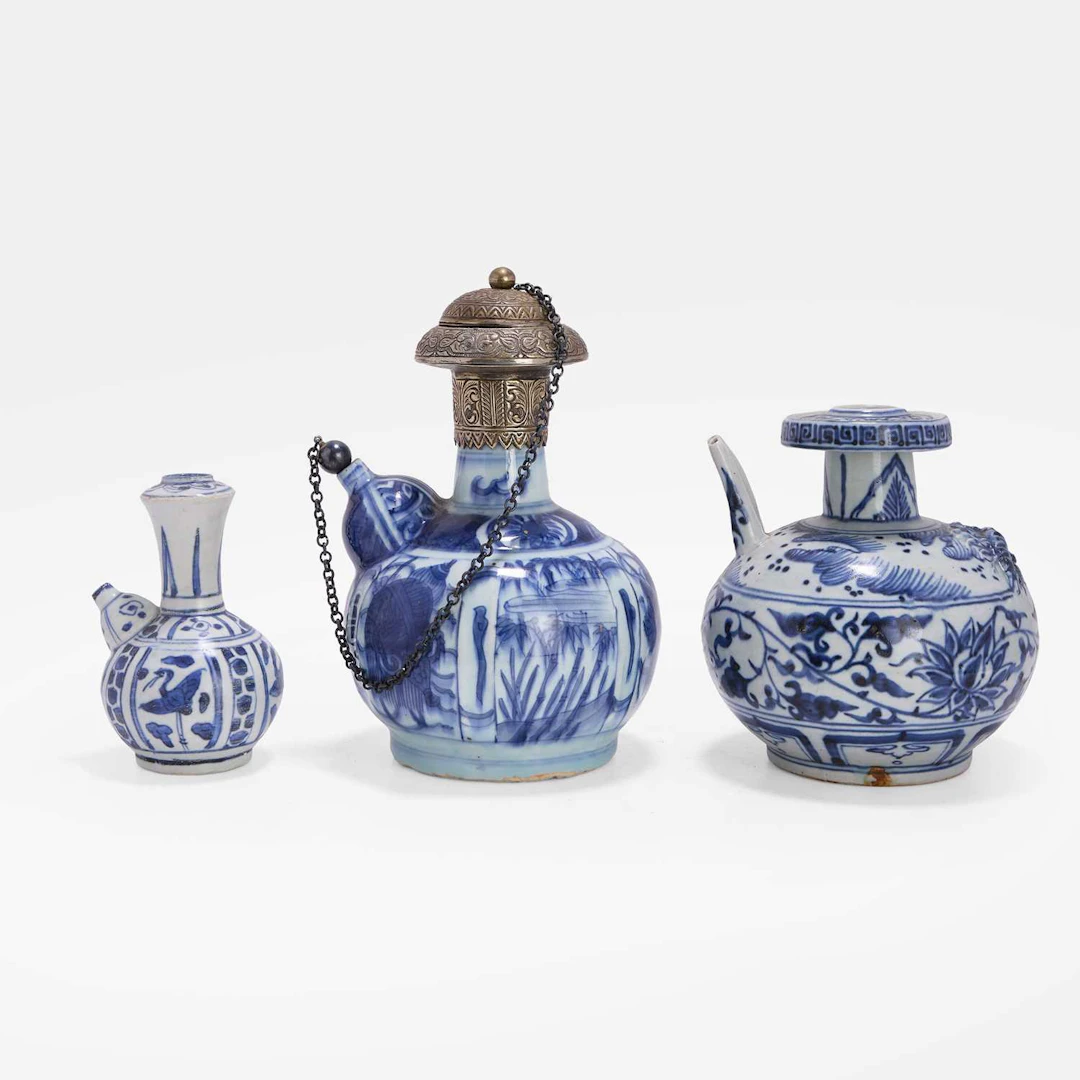 Three Japanese blue and white kendi 18th-19th century