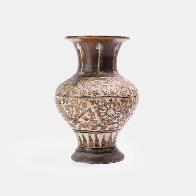 A brown-glazed stoneware vase possibly Vietnamese
