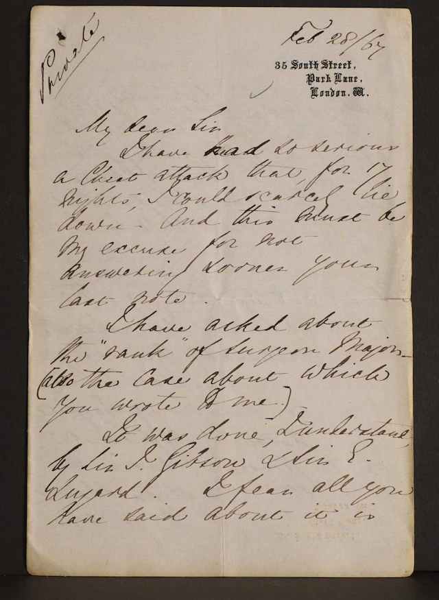 Florence NIGHTINGALE- Autograph Letter SIGNED (To Sir Thomas Longmore). 3 pages