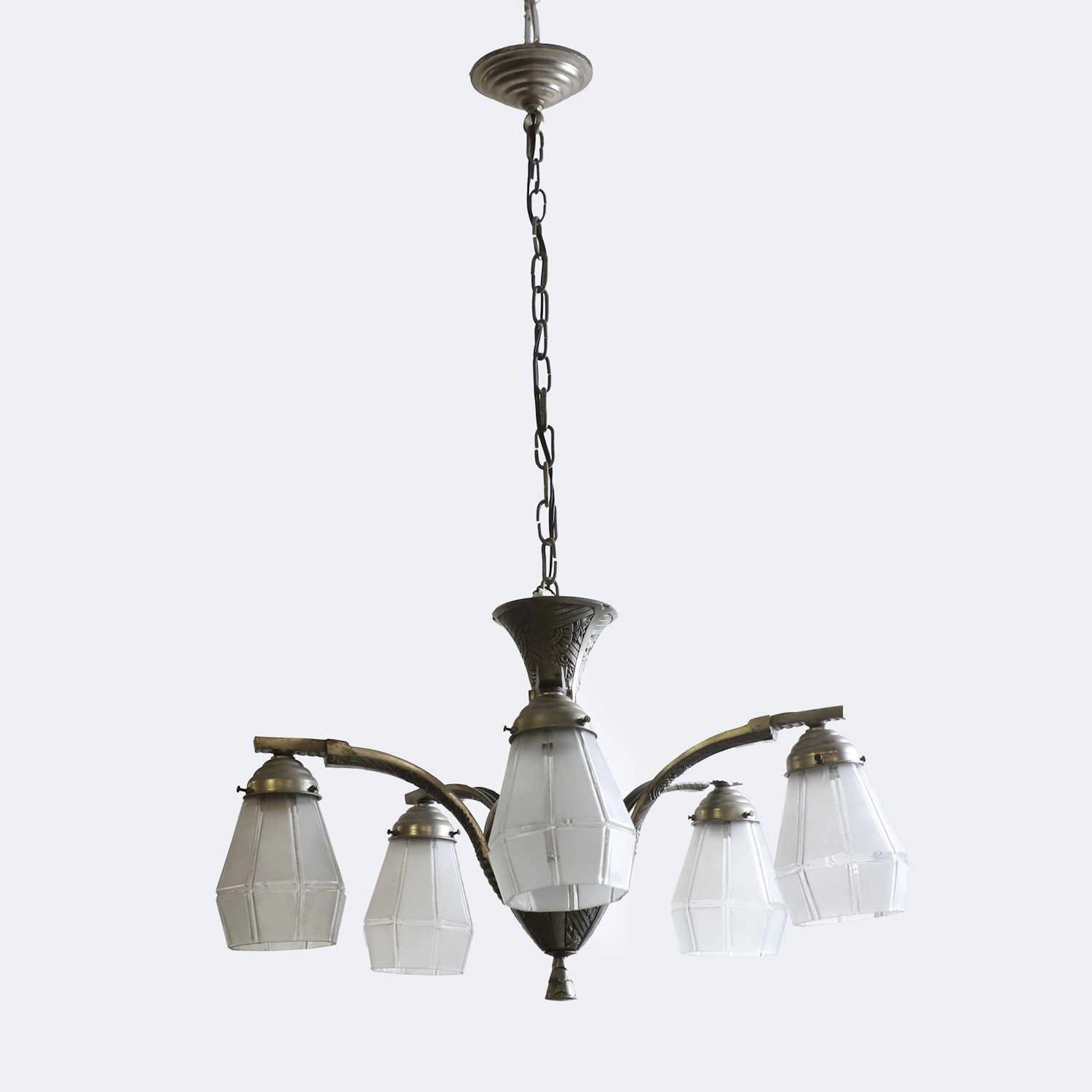 Art Deco A five-branch chandelier