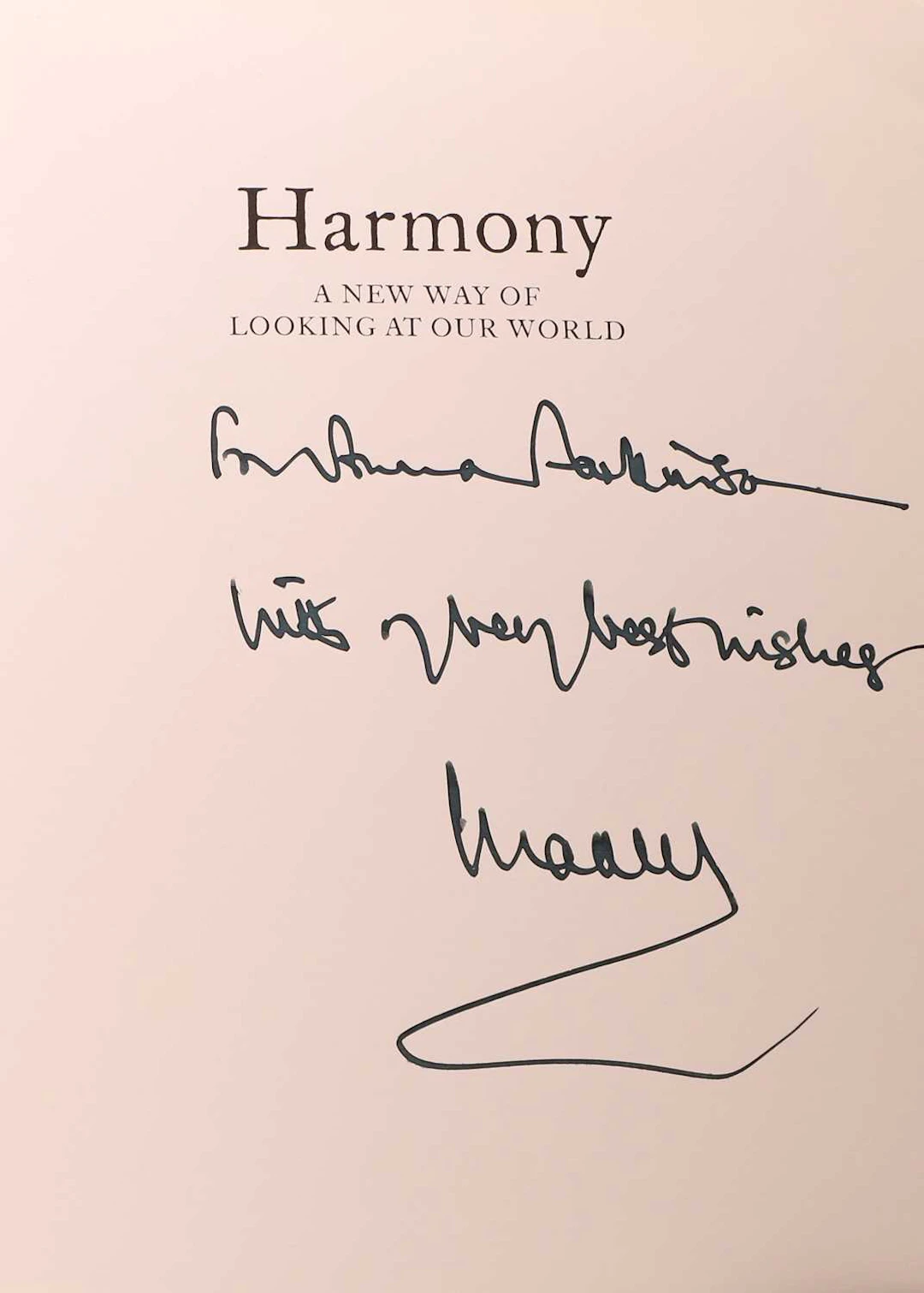 HRH Prince of Wales, Charles III: Harmony. Inscribed & Signed Plus
