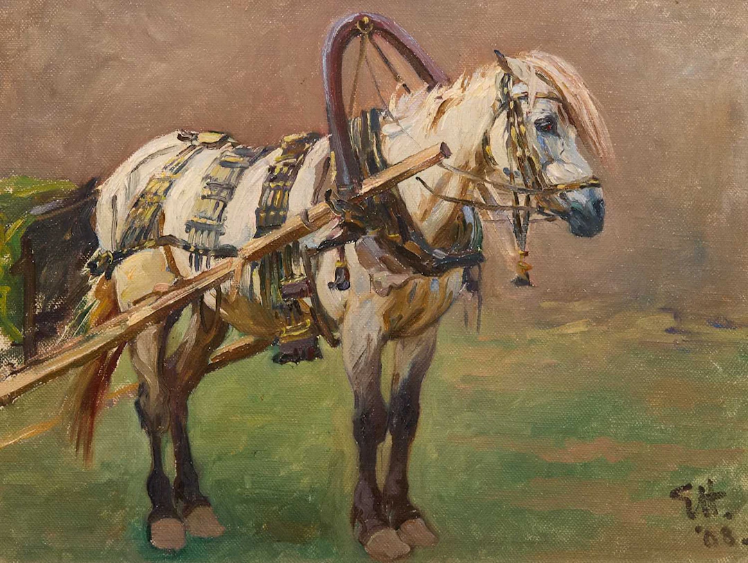 Evelyn Harke (British, fl.1899-1930) Study of a workhorse