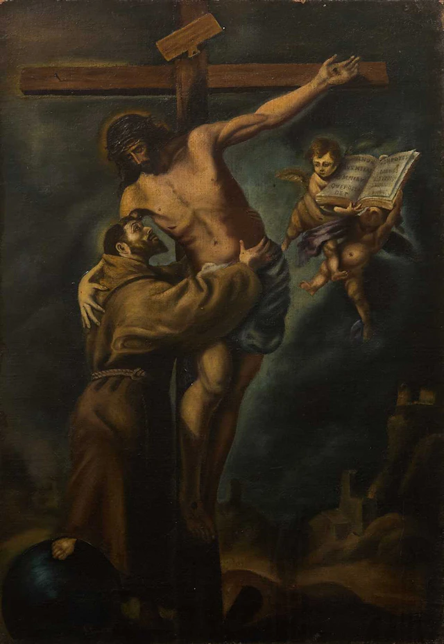 After Bartolomé Esteban Murillo Saint Francis embracing Christ on the Cross