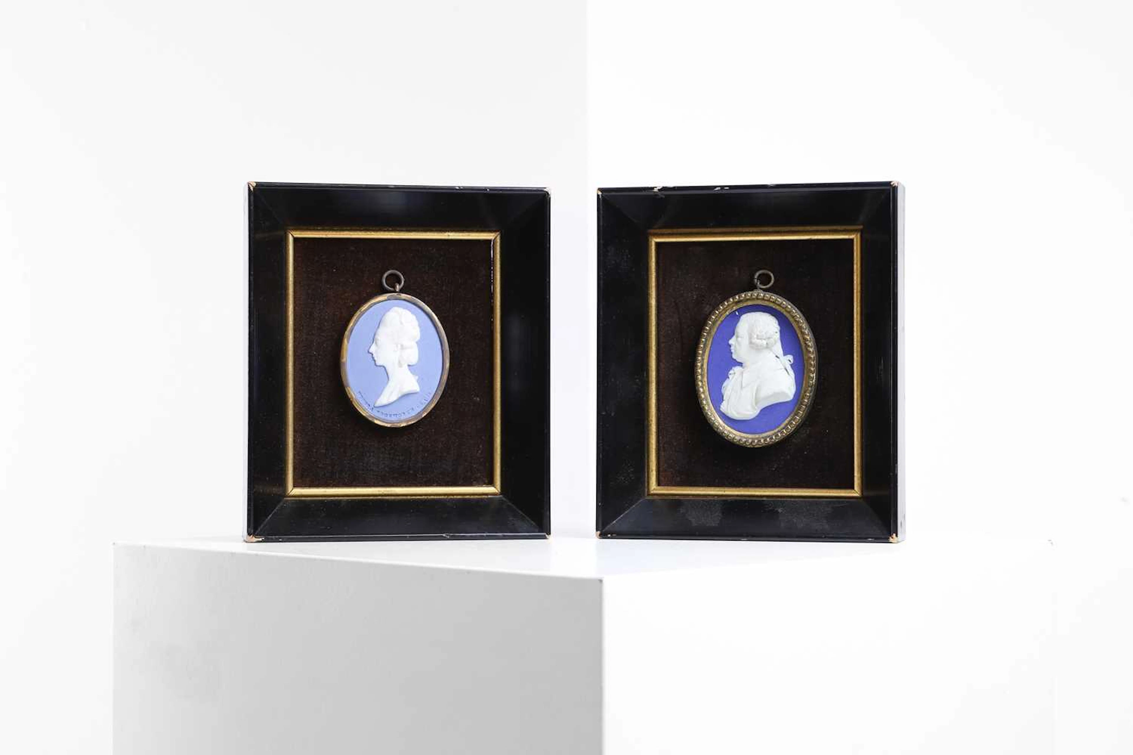 Two Wedgwood jasper portrait oval medallions
