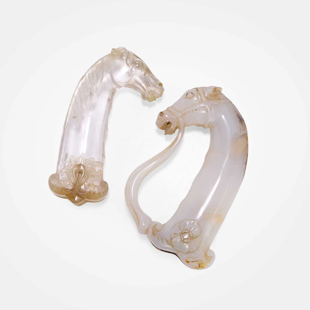 An Indian carved rock crystal hilt for a dagger late 19th century