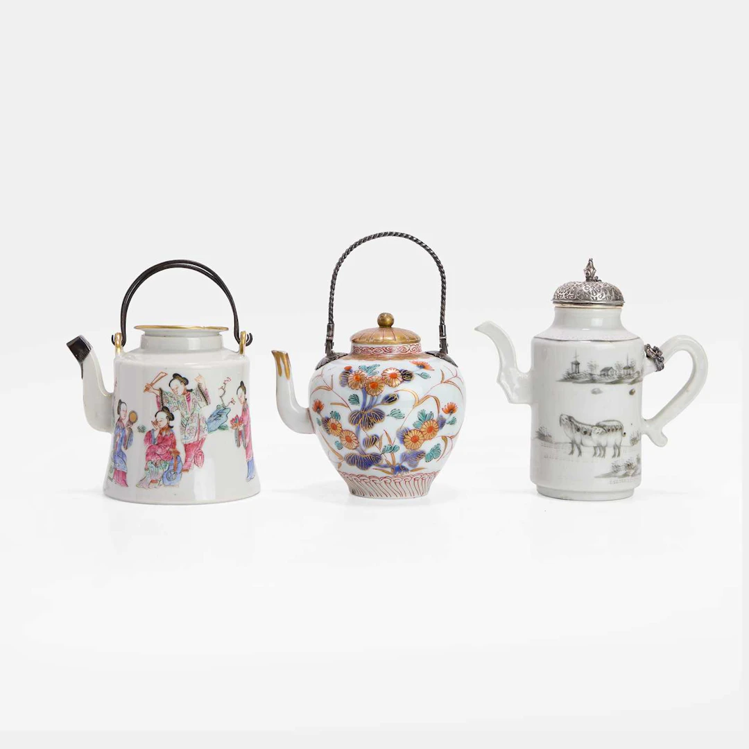 Three Chinese and Japanese porcelain teapots