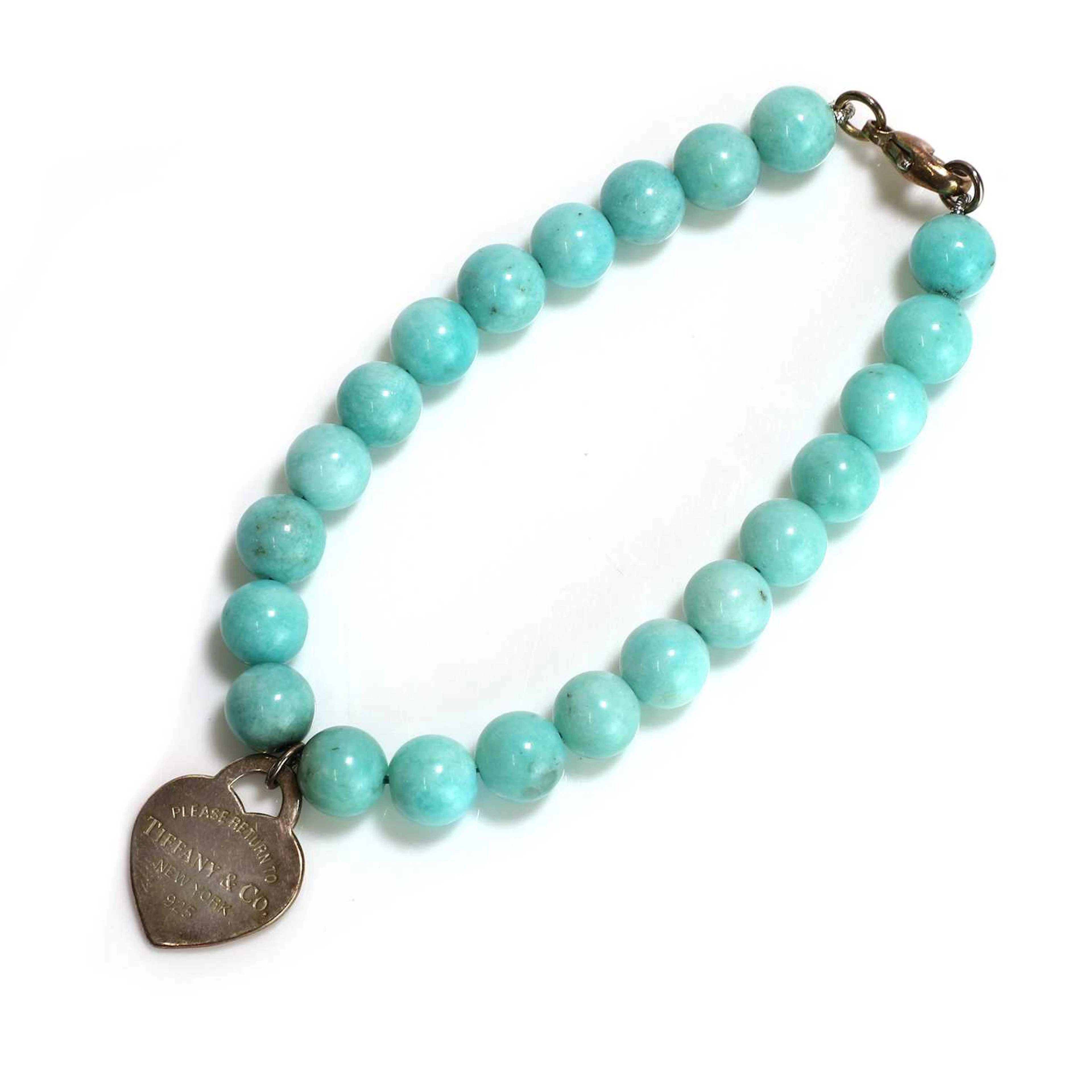 A sterling silver and amazonite bead bracelet, by Tiffany & Co.
