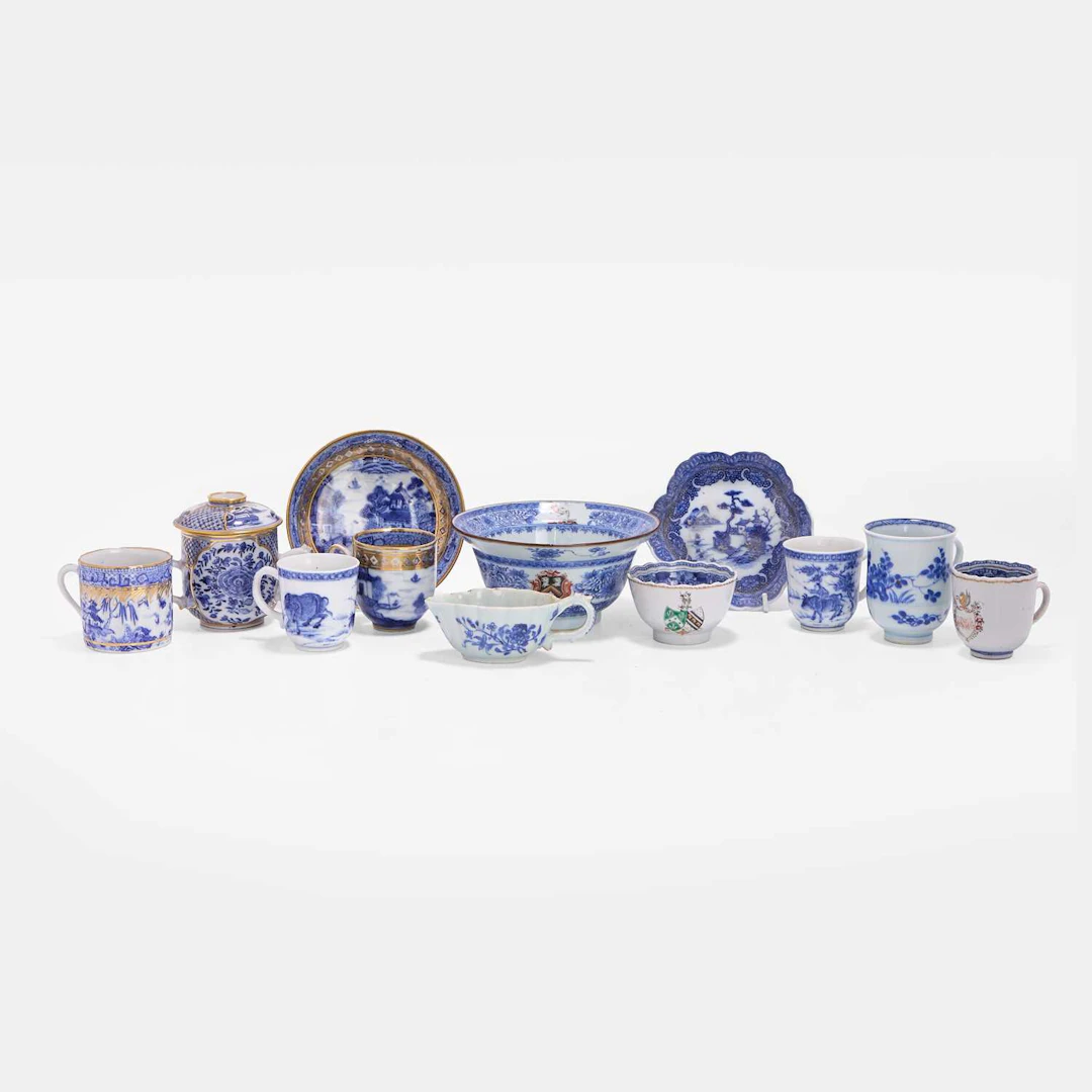 A collection of Chinese export blue and white porcelain 18th century