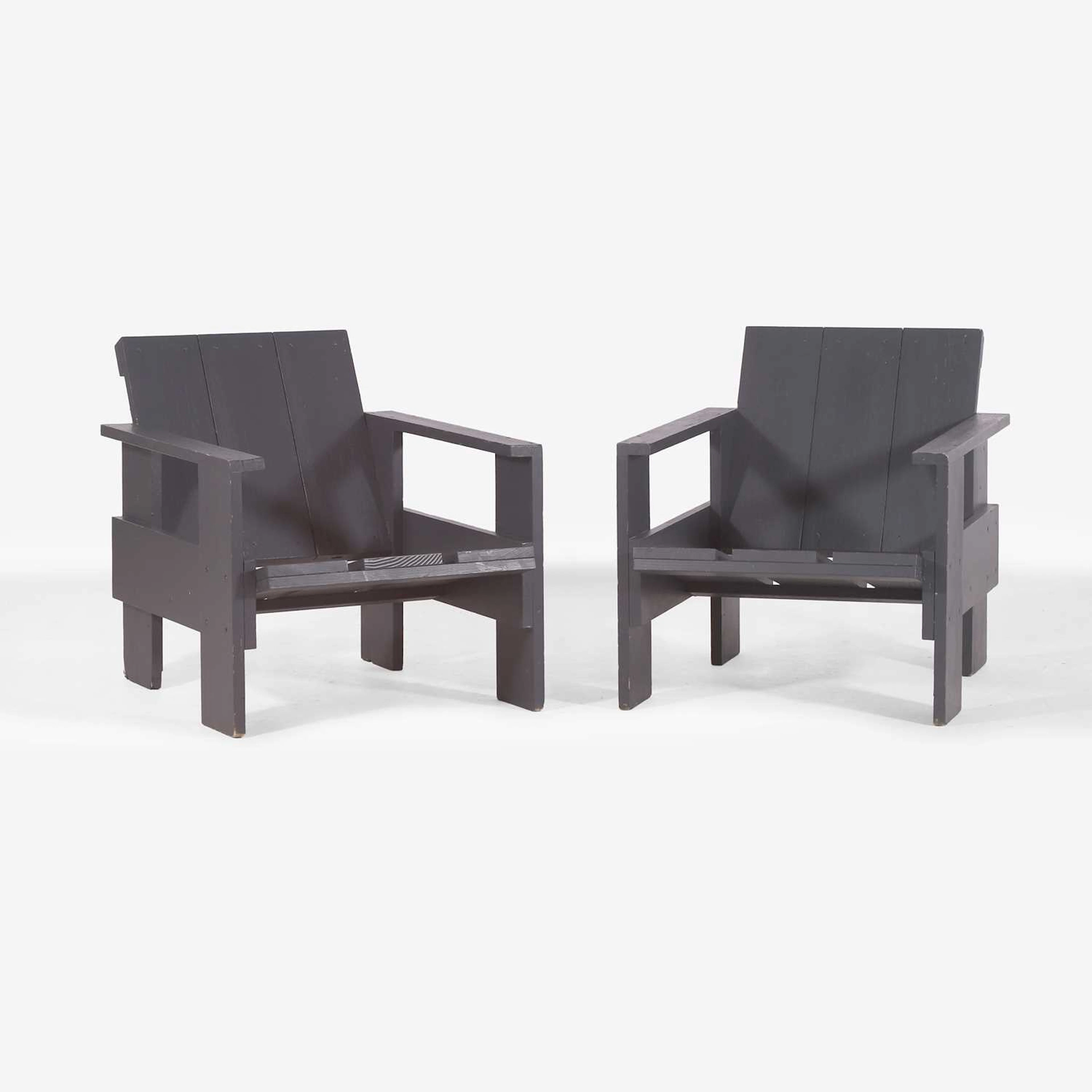 After Gerrit Rietveld a pair of 'Crate' chairs