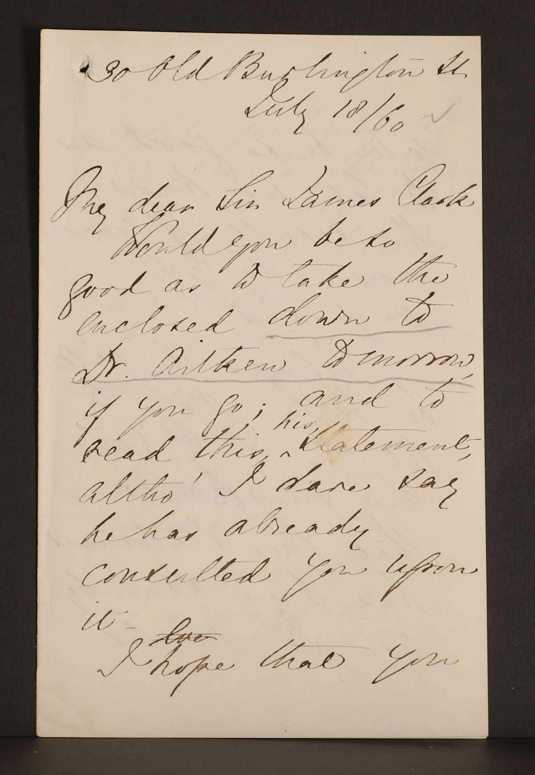 Florence NIGHTINGALE- Autograph Letter SIGNED (To Sir James Clark). 3 pages.