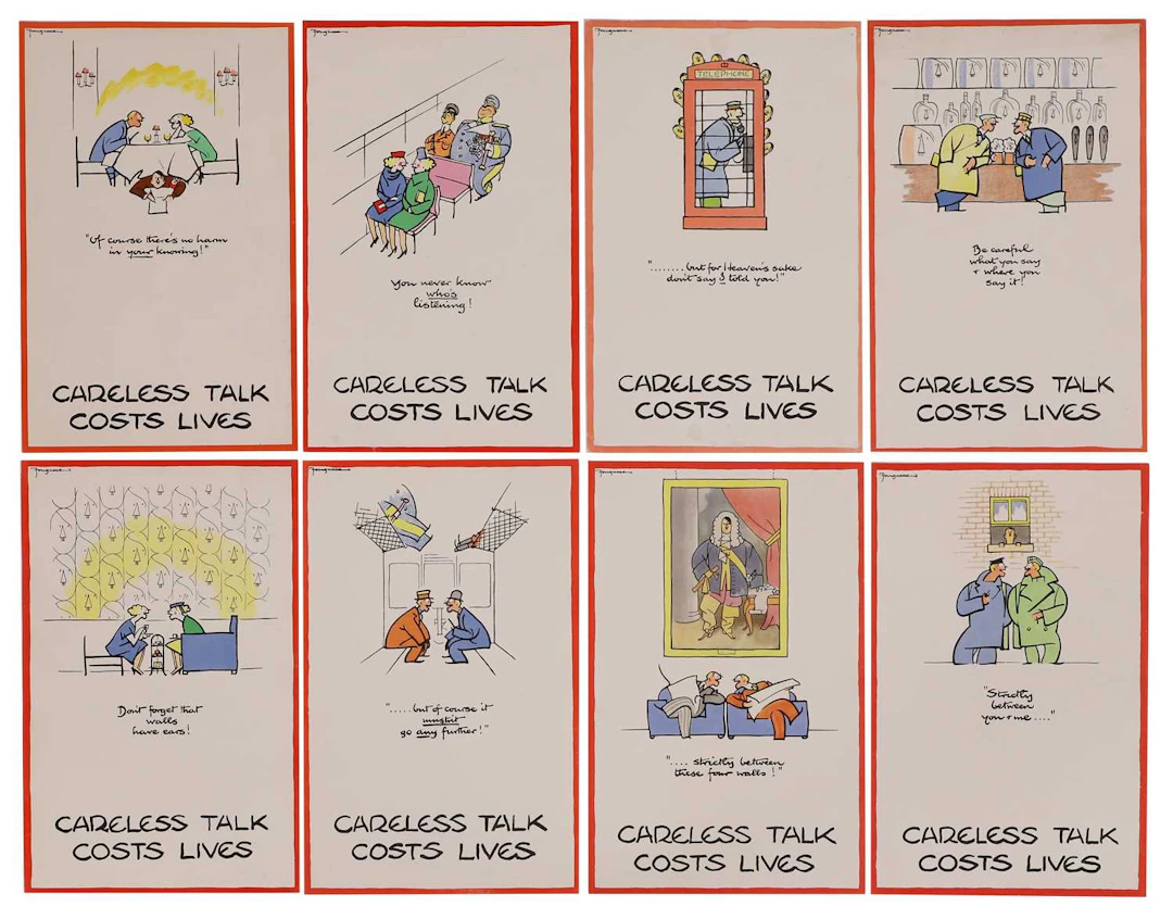 Cyril Kenneth Bird aka 'Fougasse' (British, 1887-1965) 'Careless Talk