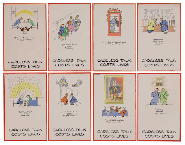 Cyril Kenneth Bird aka 'Fougasse' (British, 1887-1965) 'Careless Talk