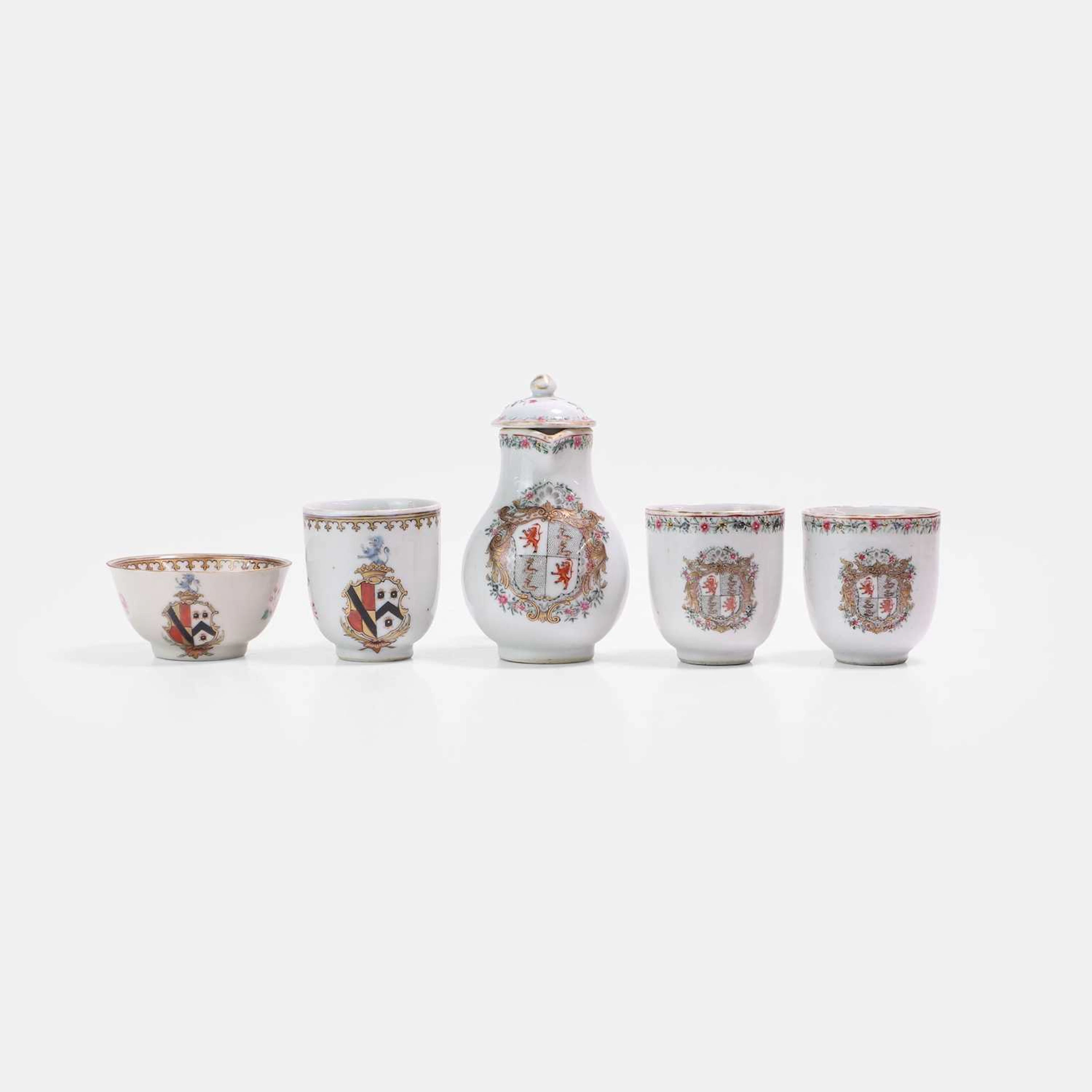 A collection of Chinese export famille rose armorial porcelain 18th century